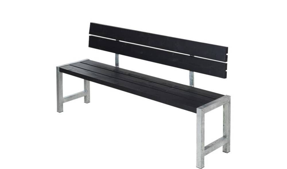 PLUS Bank Plus Plankenbank 176 x 38 x 81 cm schwarz mit, Witterungsbeständig