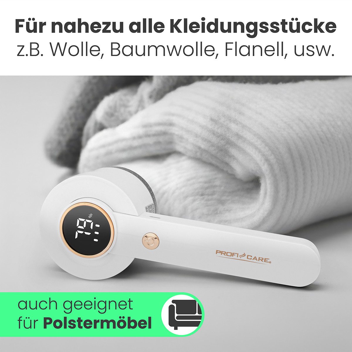 ProfiCare Fusselrasierer PC-TC 3129 A, Fusselrasierer elektrisch, Akku, LED-Display