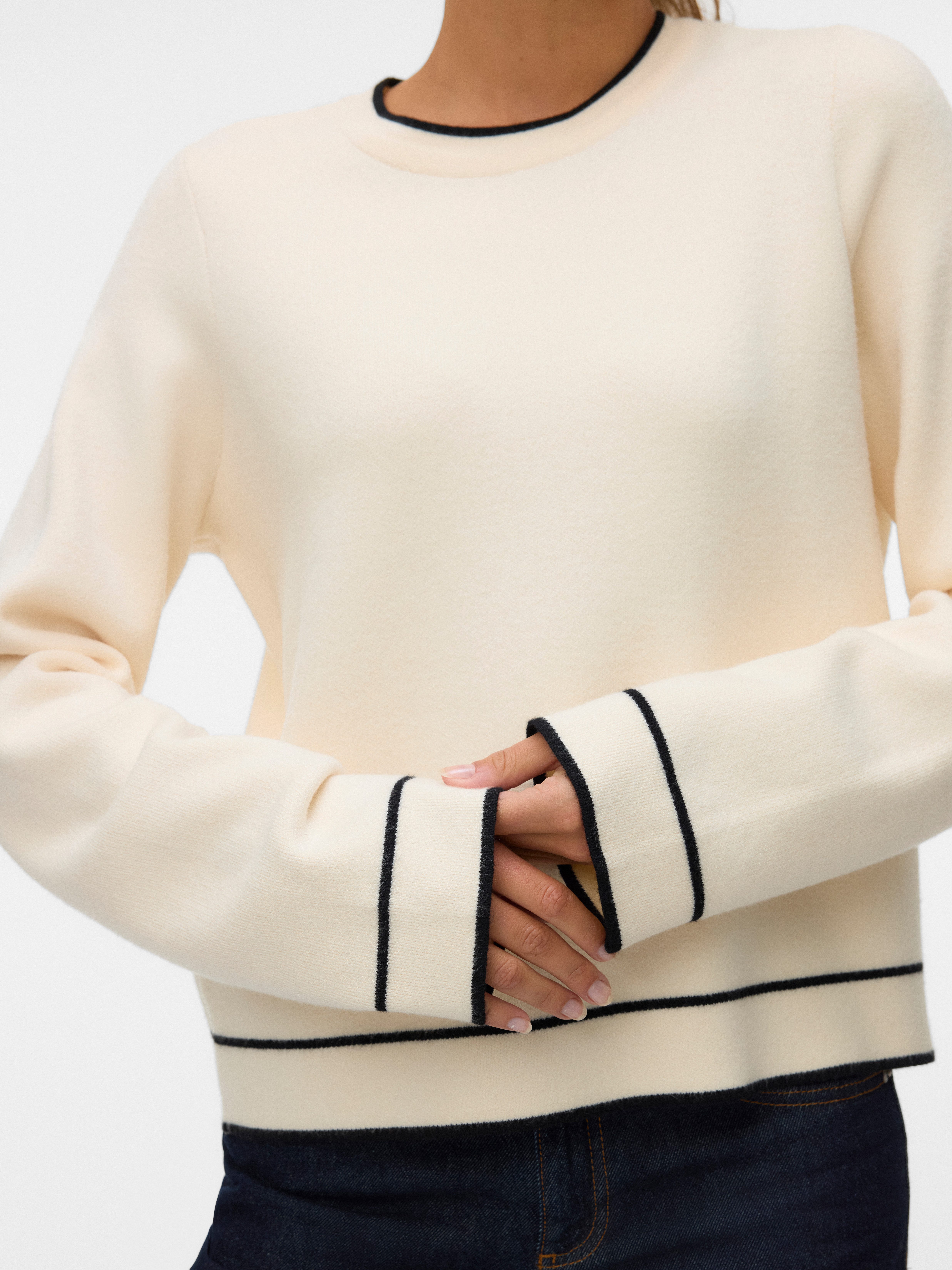 Vero Moda Strickpullover VMGOLD LS O-NECK DOUBLE CONTRAST PULL