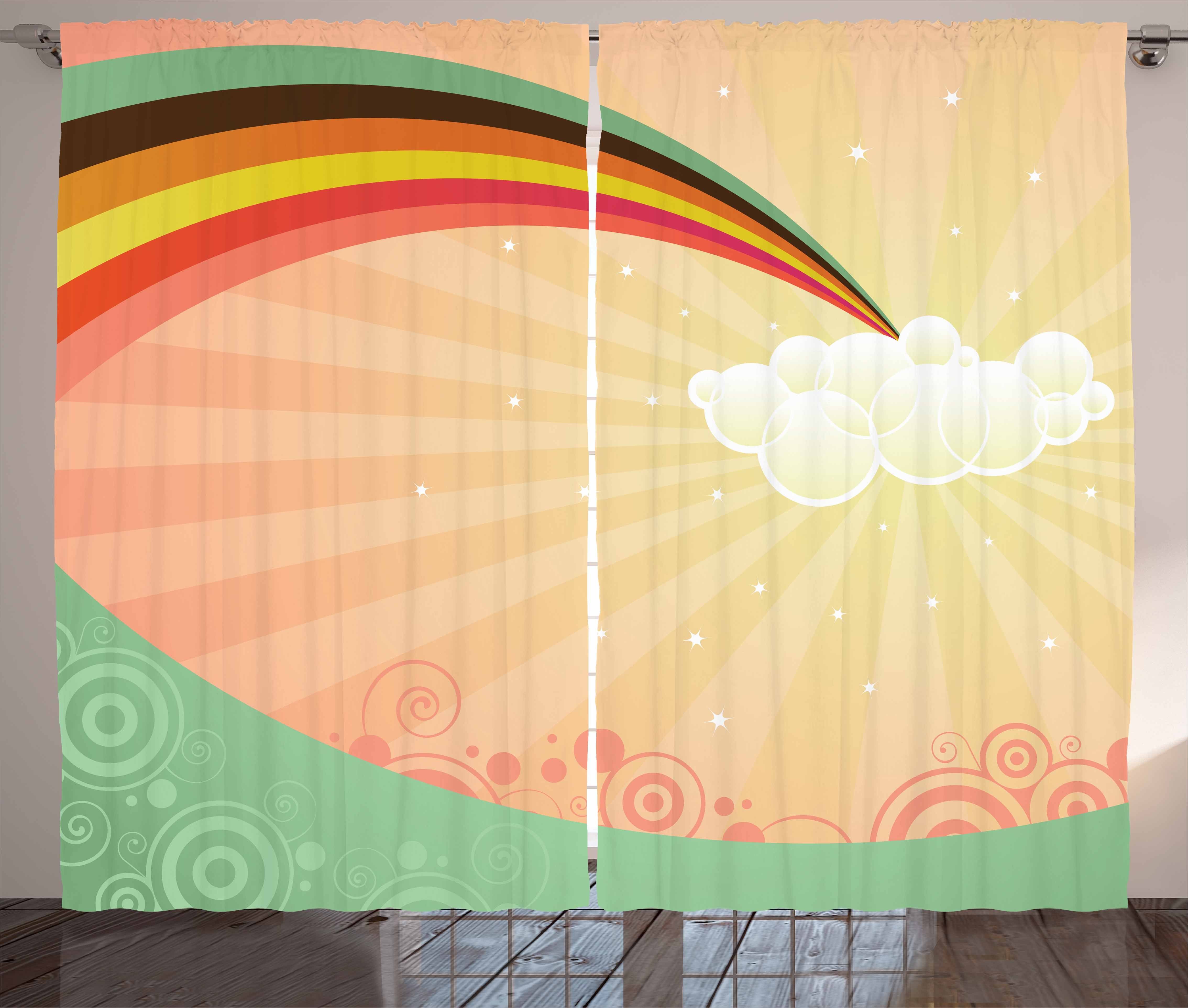 Gardine Schlafzimmer Kräuselband Vorhang mit Schlaufen und Haken, Abakuhaus, Jahrgang Rainbow Wolke