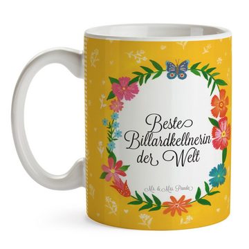 Mr. & Mrs. Panda Tasse Billardkellnerin - Geschenk, Bachelor, Kaffeebecher, Teetasse, Tasse, Keramik