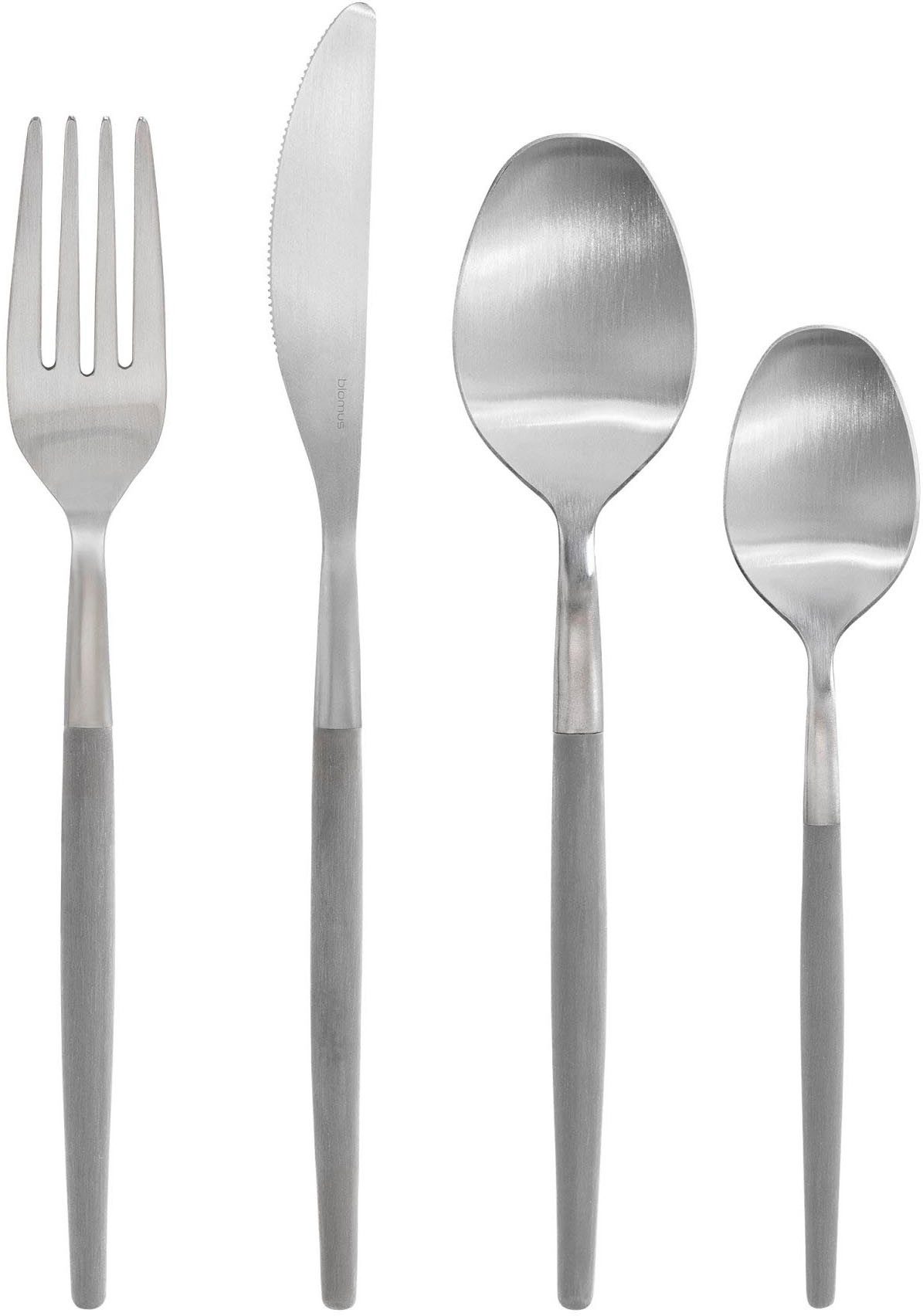 blomus Besteck-Set MAXIME (16-tlg), 4 Personen, Edelstahl, Kunststoff, matt, bebürstet, Griffe mit Kunststoffbeschichtung