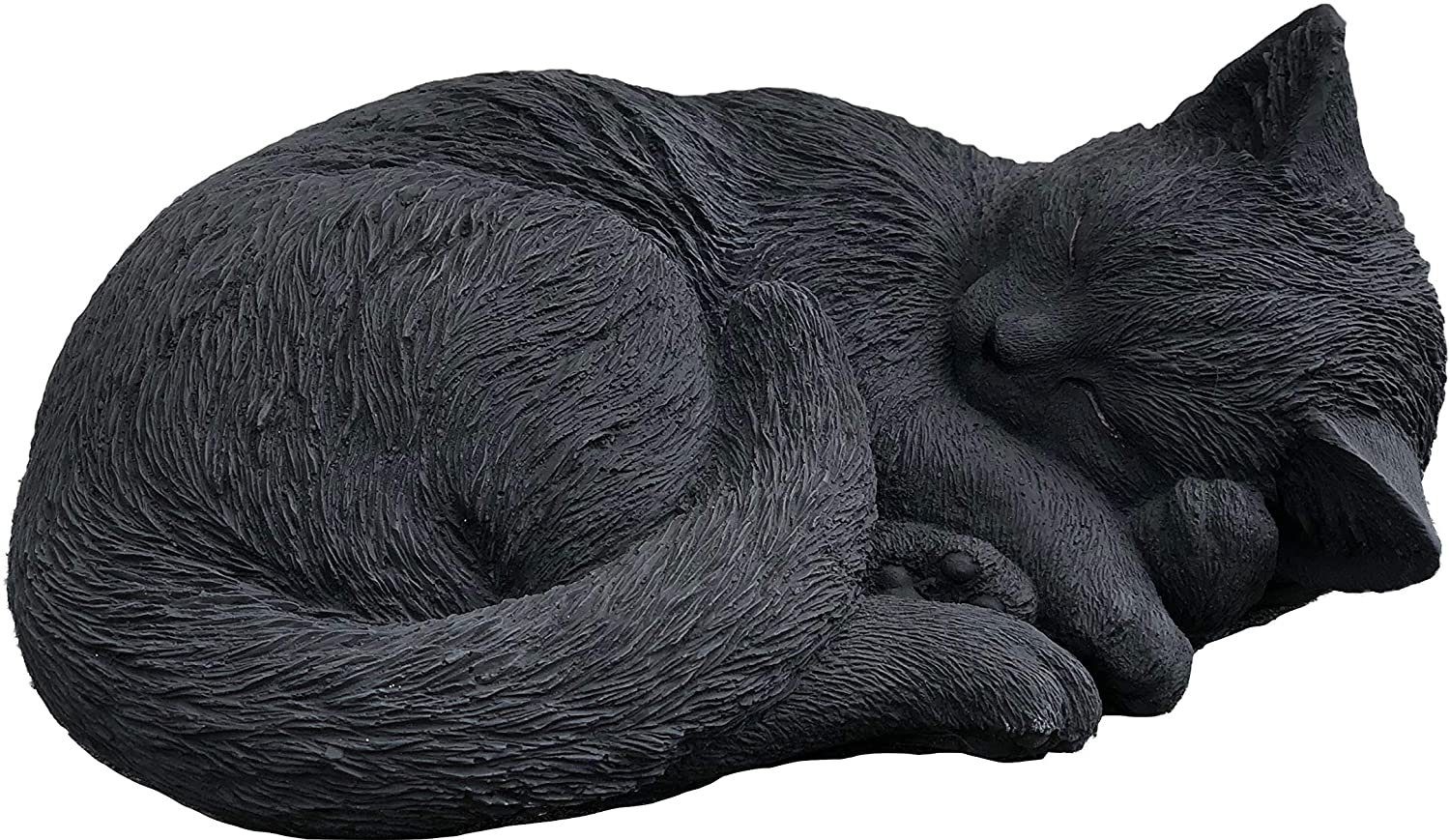 Gartenfigur Dekofigur Skulptur Katze schwarz schlafend Gartendeko frostfest 26cm 