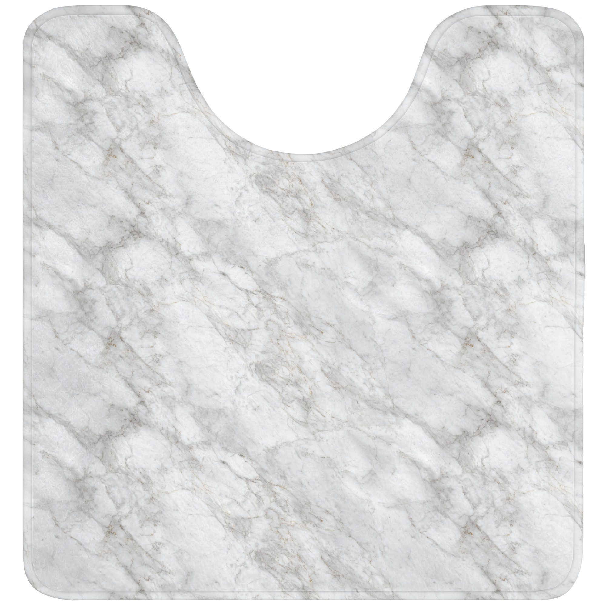 OnlyWow WC-Vorleger Grau - Weiß - Marmor, Höhe 10 mm, Polyester, U-Form, Vorleger mit Ausschnitt, Toilettenvorleger, Toilettenteppich