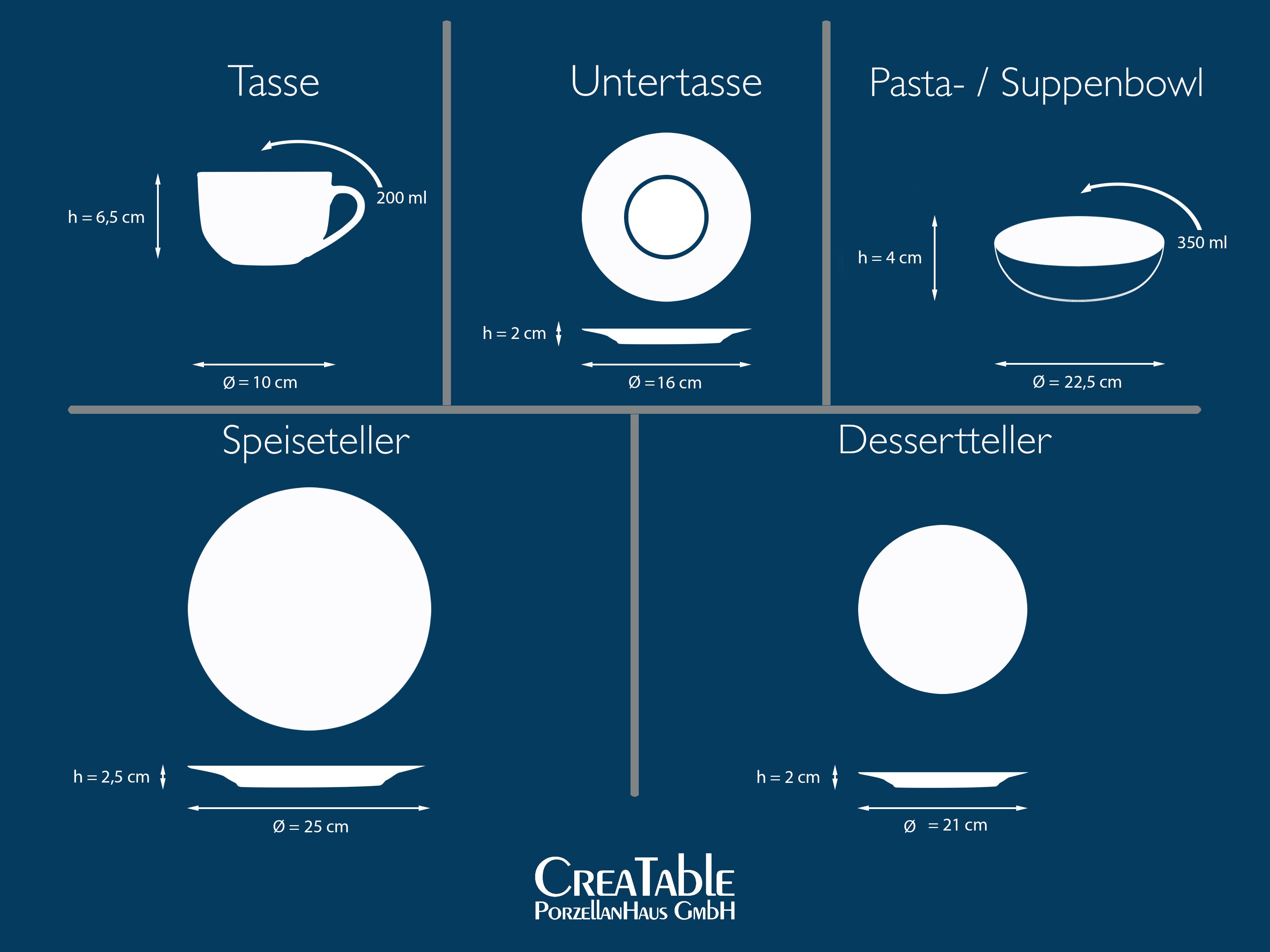 CreaTable Kombiservice Maria Theresia, Kombi-Service 30-tlg (30-tlg), 6 Personen, Porzellan, Traditionelle Porzellanform