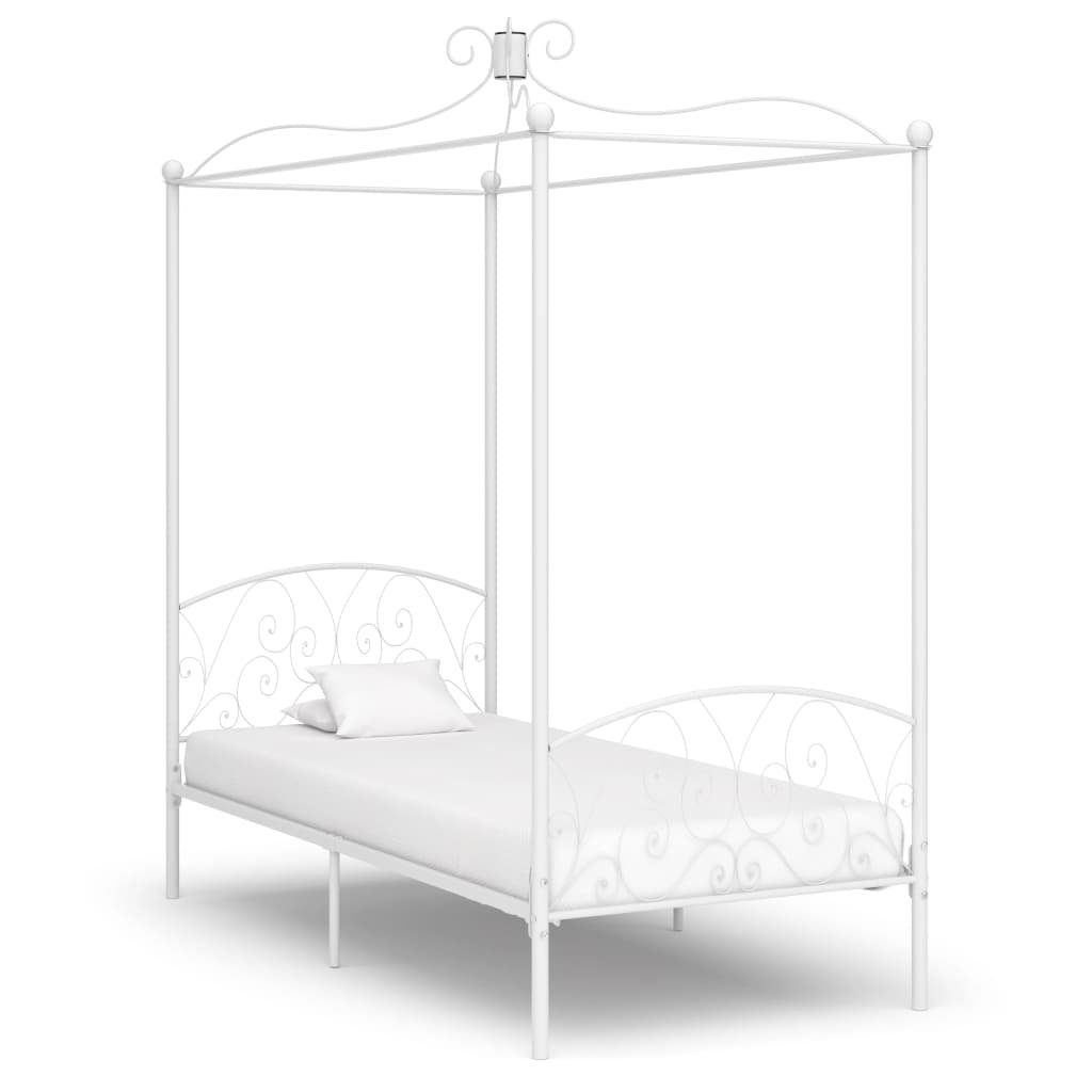 furnicato Bett Himmelbett-Gestell Weiß Metall 100 x 200 cm