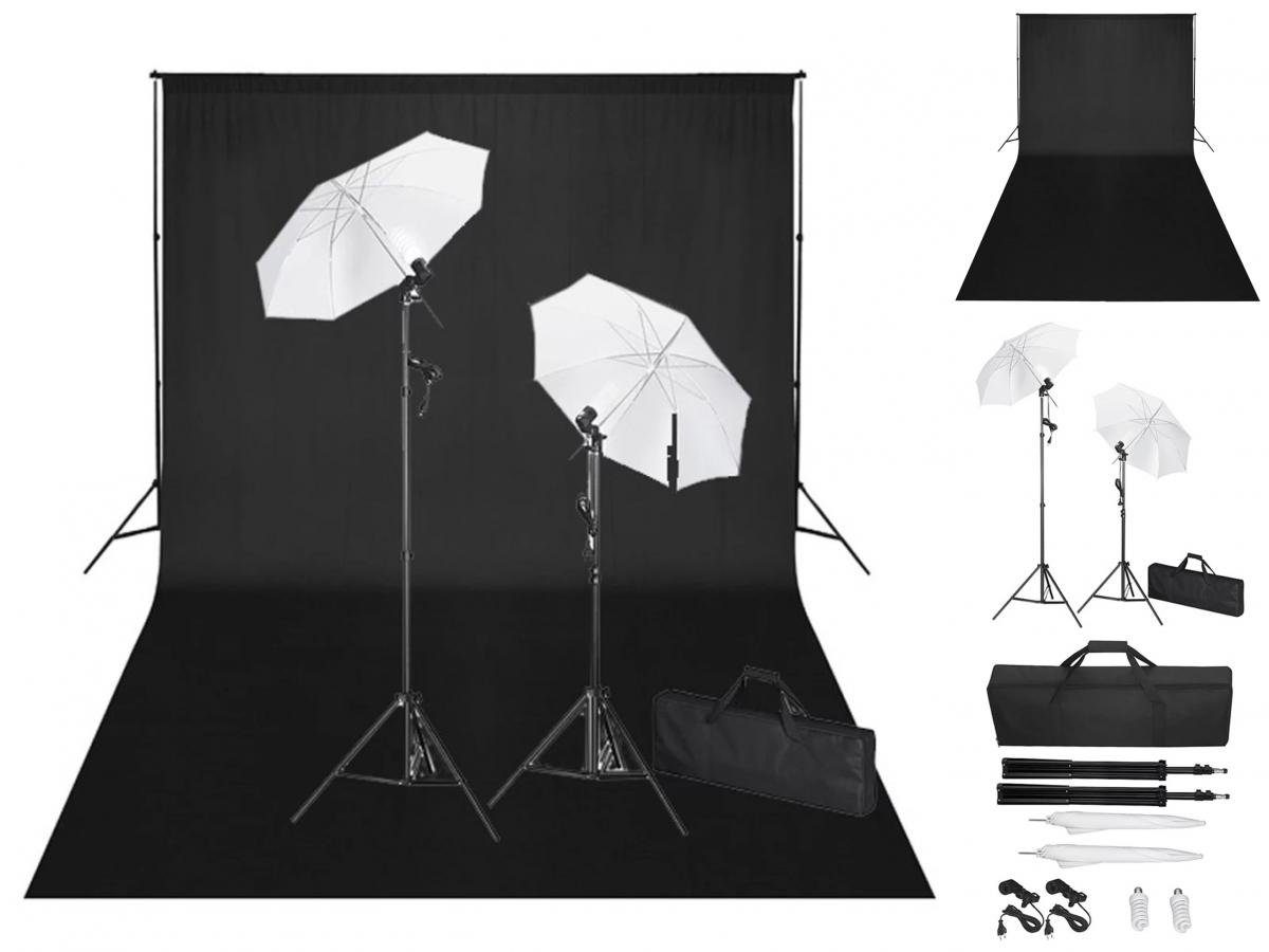 vidaXL Fotohintergrund Fotostudio Set mit Schwarzem Hintergrund 600300 Leuchten