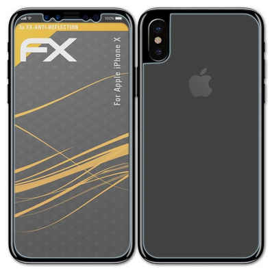 atFoliX Schutzfolie für Apple iPhone X, (3er Set), Entspiegelnd und stoßdämpfend