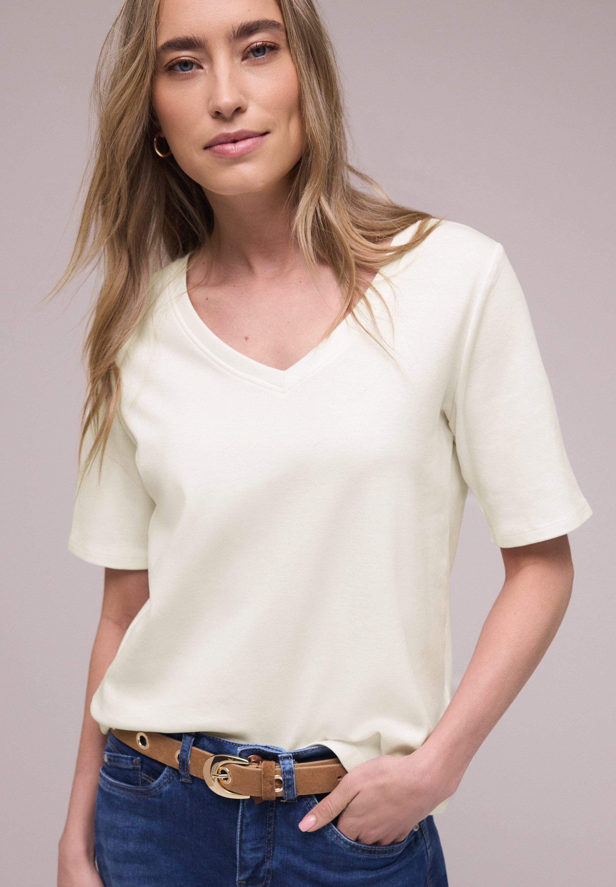 STREET ONE Kurzarmshirt mit V-Ausschnitt günstig online kaufen