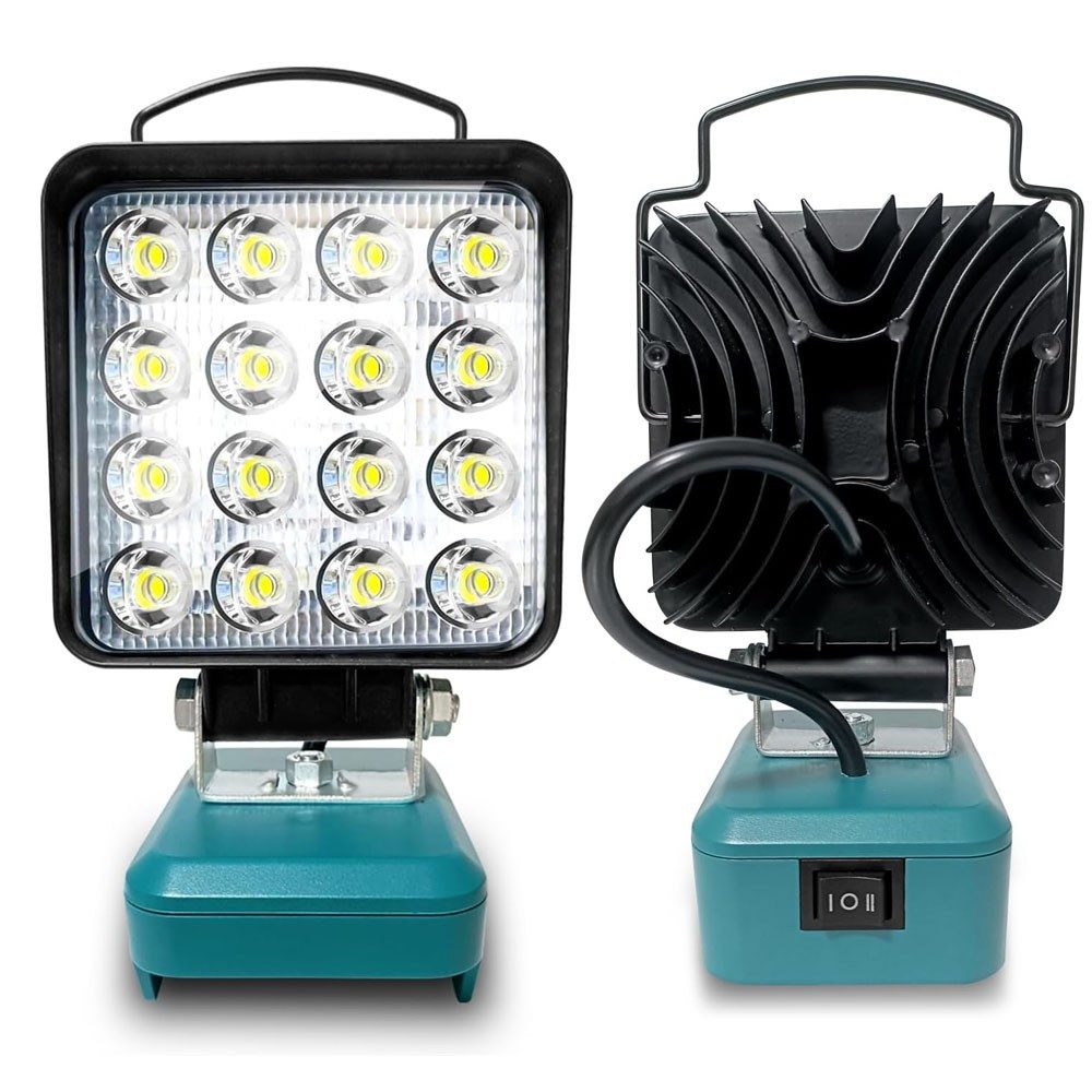 PRIISF Arbeitsleuchte Für Makita Li-ion Akku-Lampe LED Arbeitslicht Baustrahler Handlampe, Quadratisch, Arbeitsleuchte 18V Strahler Licht, kabellose HOCHLEISTUNG Taschenlampe, Baustellen Lampe Akku Scheinwerfer mit Typ C und USB-Aufladung