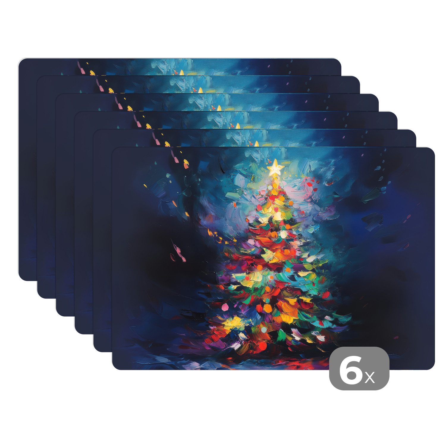 MuchoWow Platzset Weihnachtsbaum - Weihnachten - Abstrakt - Farbenfroh, (6- günstig online kaufen