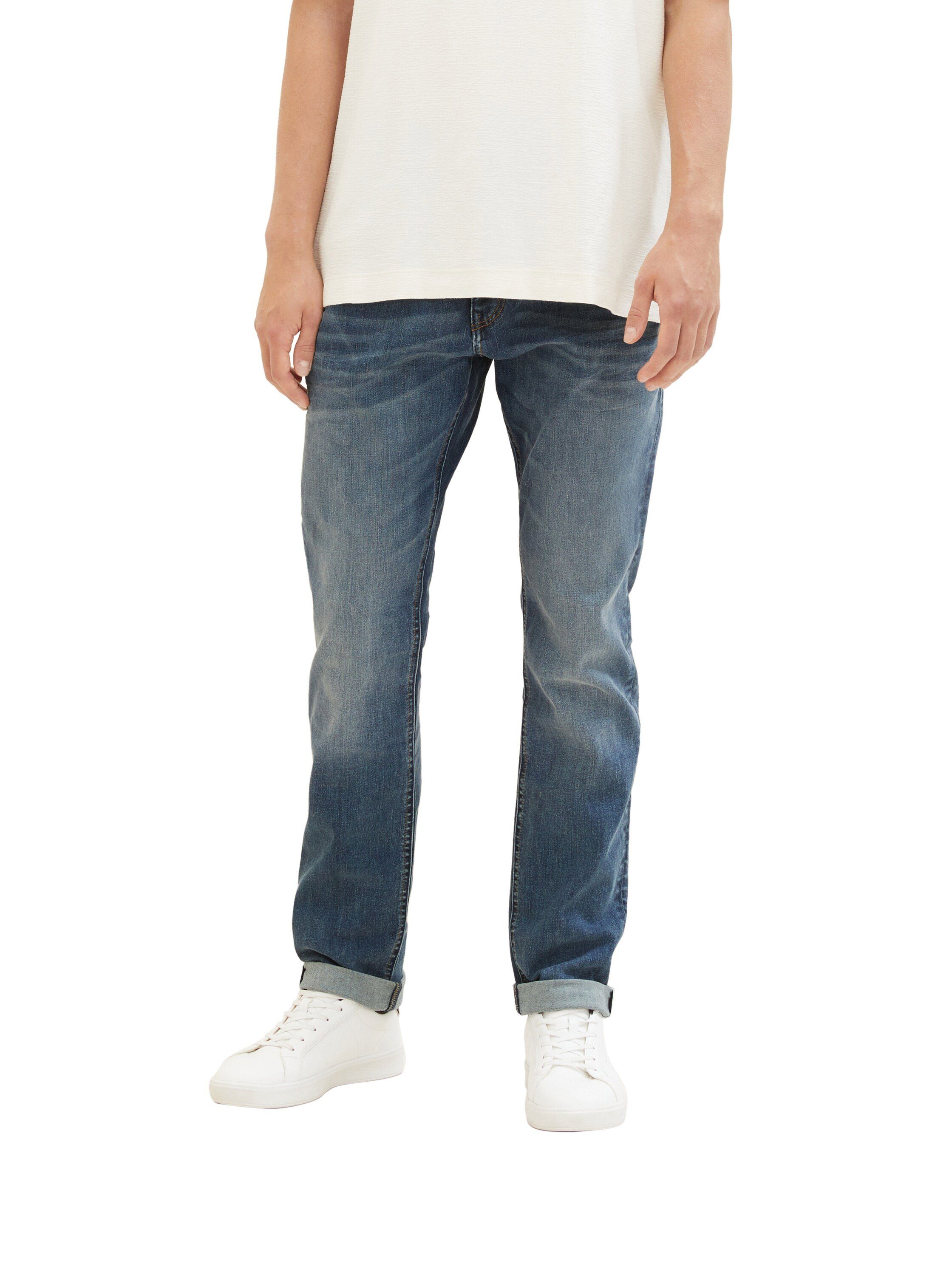 TOM TAILOR Denim 5-Pocket-Jeans AEDAN Straight mit Kontrastnähten und Stretch-Anteil