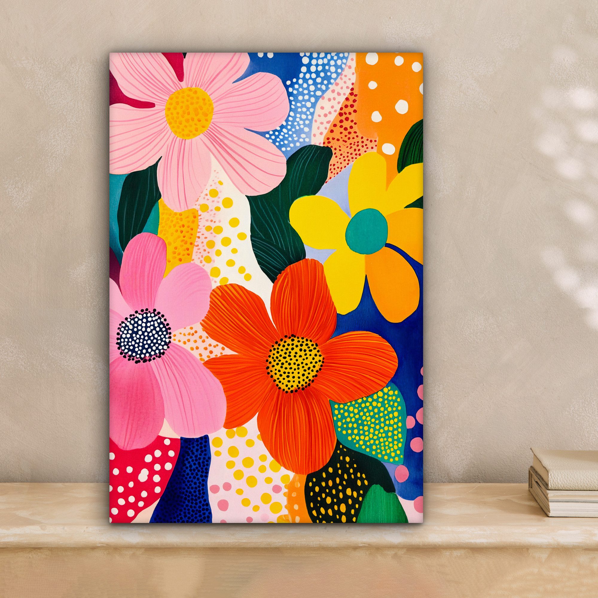 OneMillionCanvasses® Leinwandbild Blumen - Bunt - Tupfen, Fotodruck (1 St), günstig online kaufen