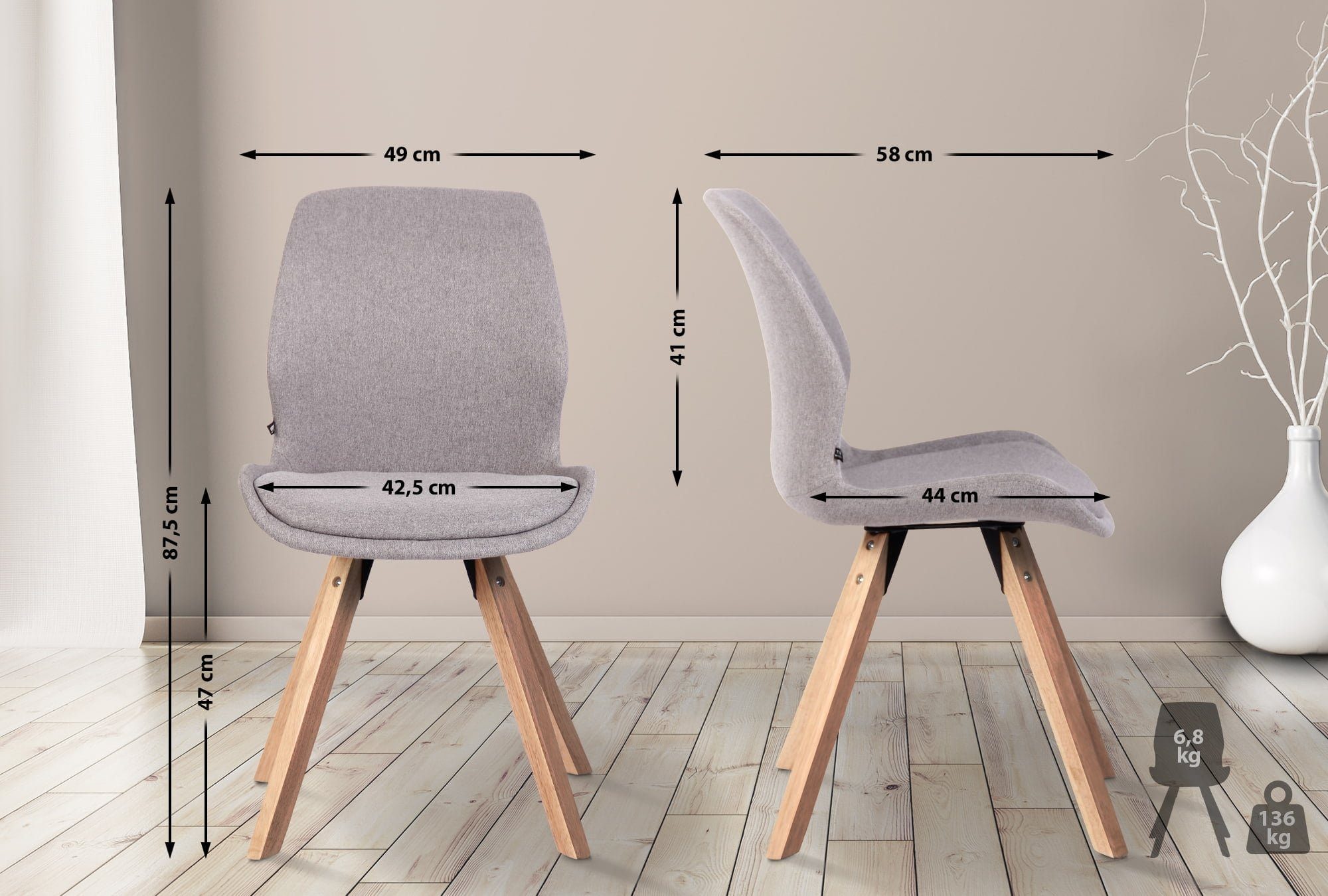 CLP Esszimmerstuhl Luna (2er Set), Kunststoff/ günstig online kaufen