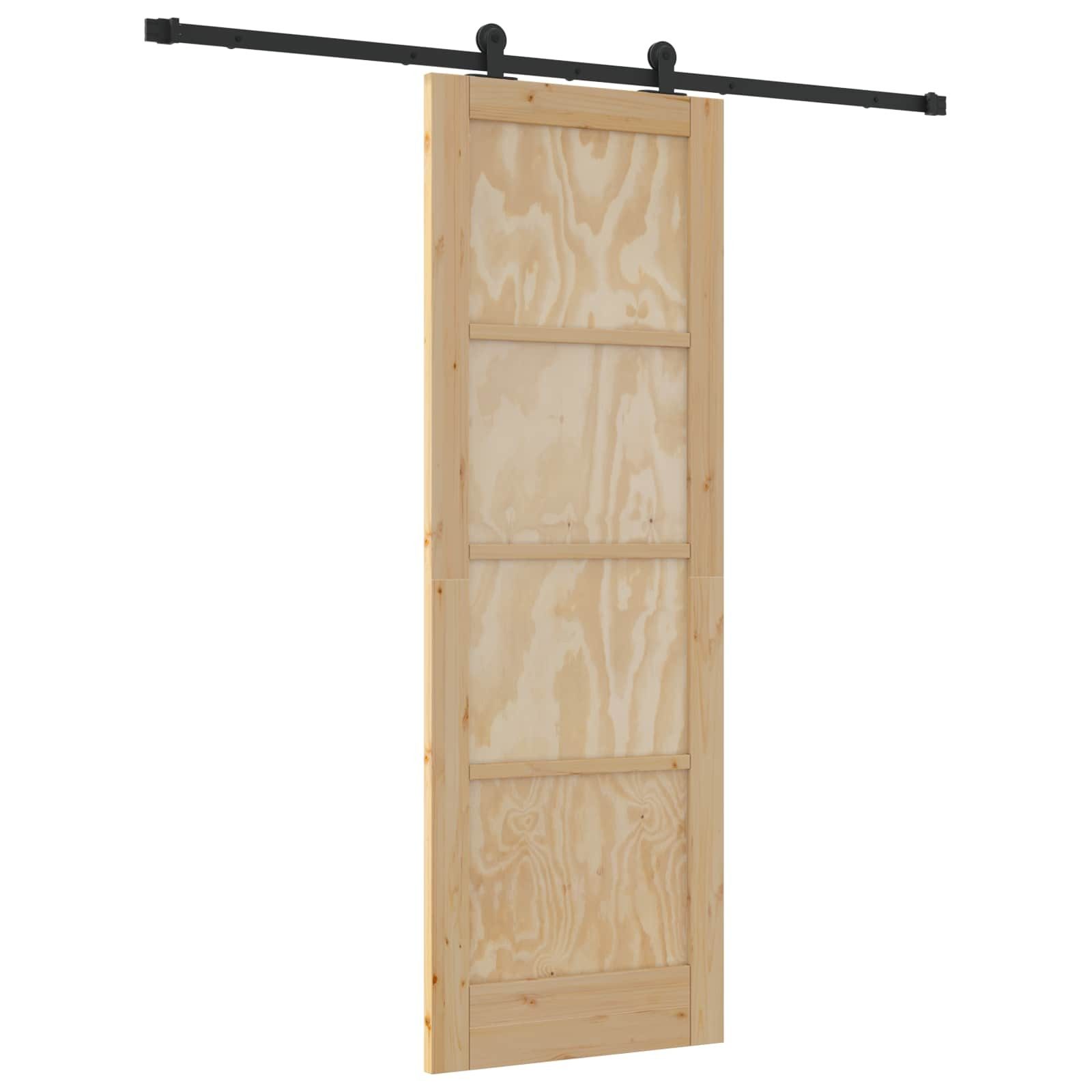 vidaXL Haustür Schiebetür Natürlich und Schwarz 73,5 x 211 cm (1-St)