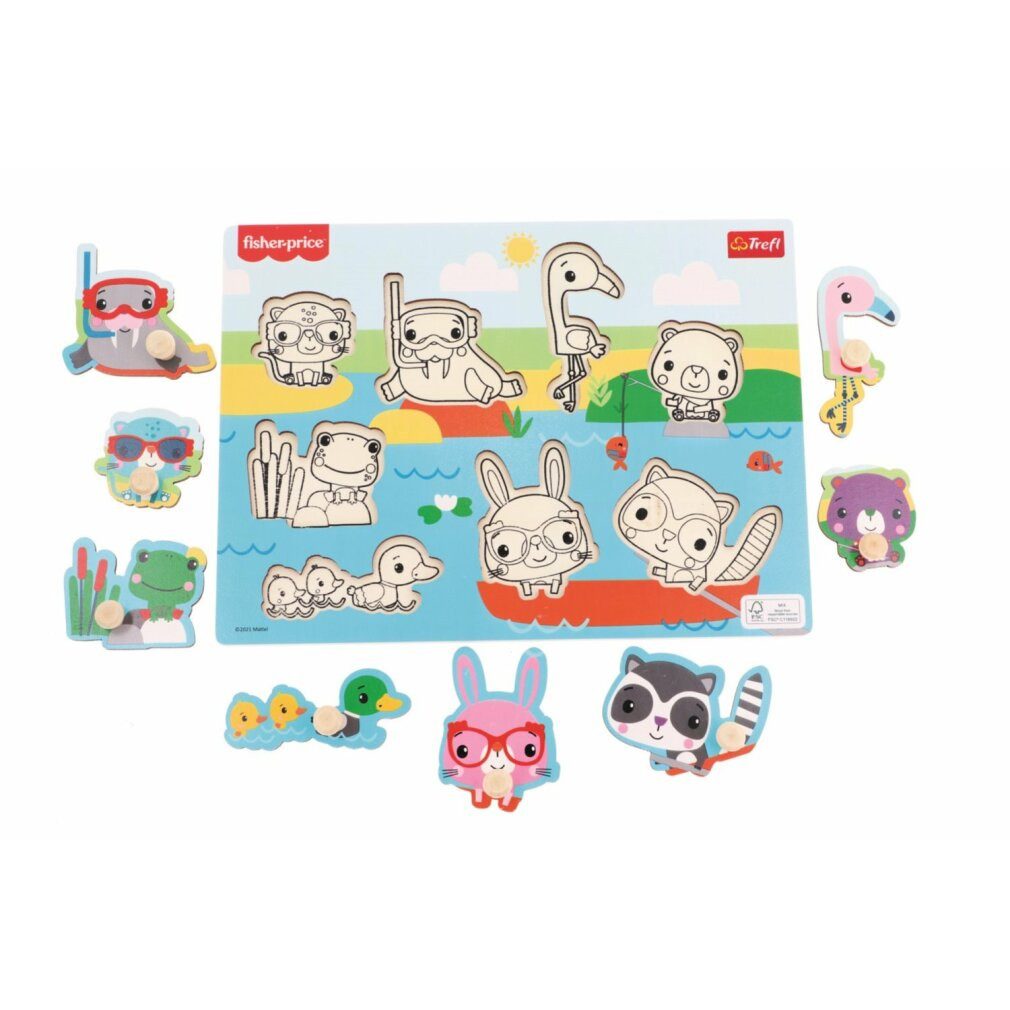 Trefl Puzzle Fisher Price Holzpuzzle Tiere am Wasser, Puzzleteile