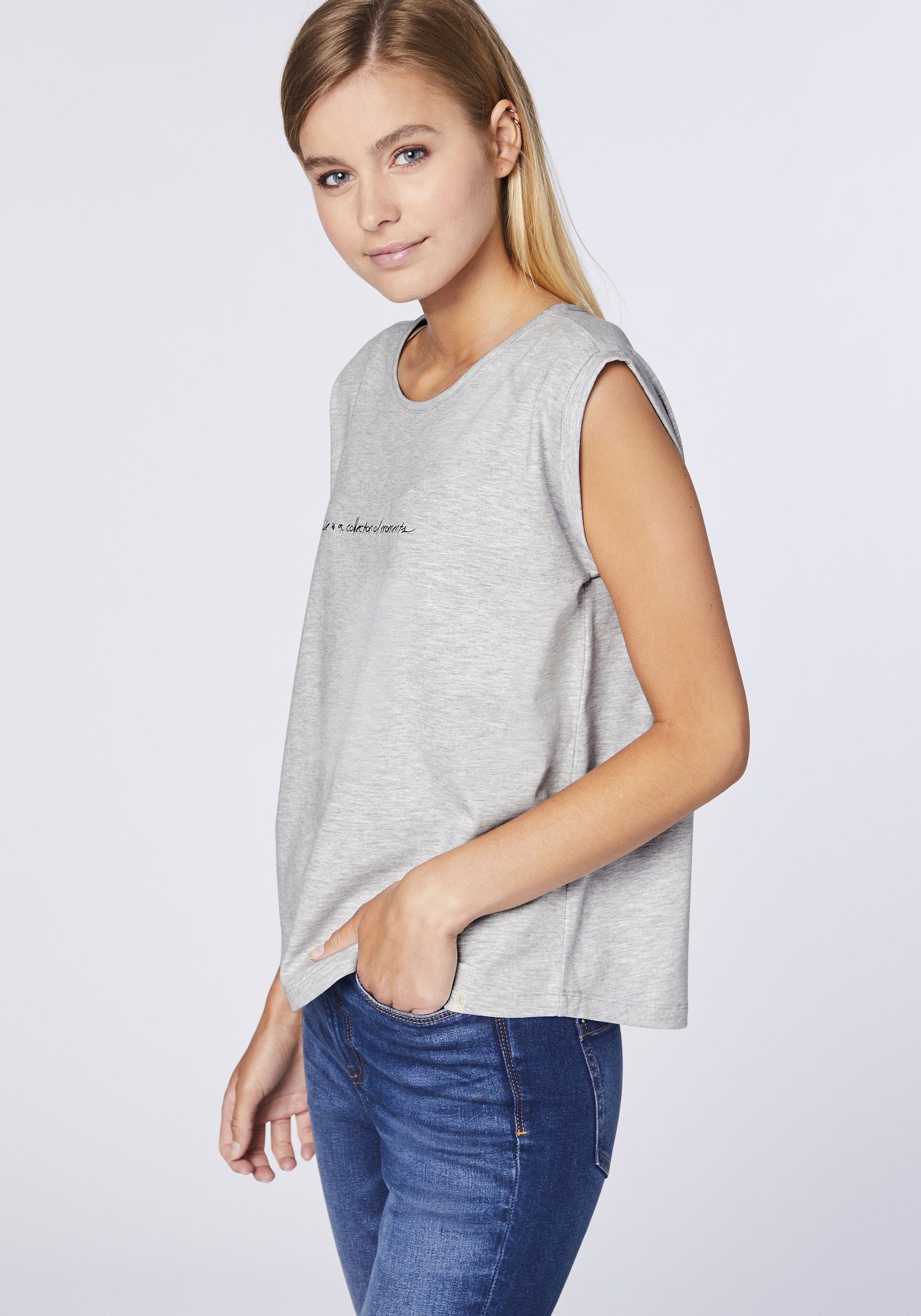 Detto Fatto Print-Shirt mit zartem Schriftzug