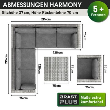 BRAST Gartenlounge-Set Harmony für 5 Personen inkl. extra Dicke Kissen, TÜV geprüft Outdoor Loungemöbel Sitzgruppe Essgruppe Garnitur