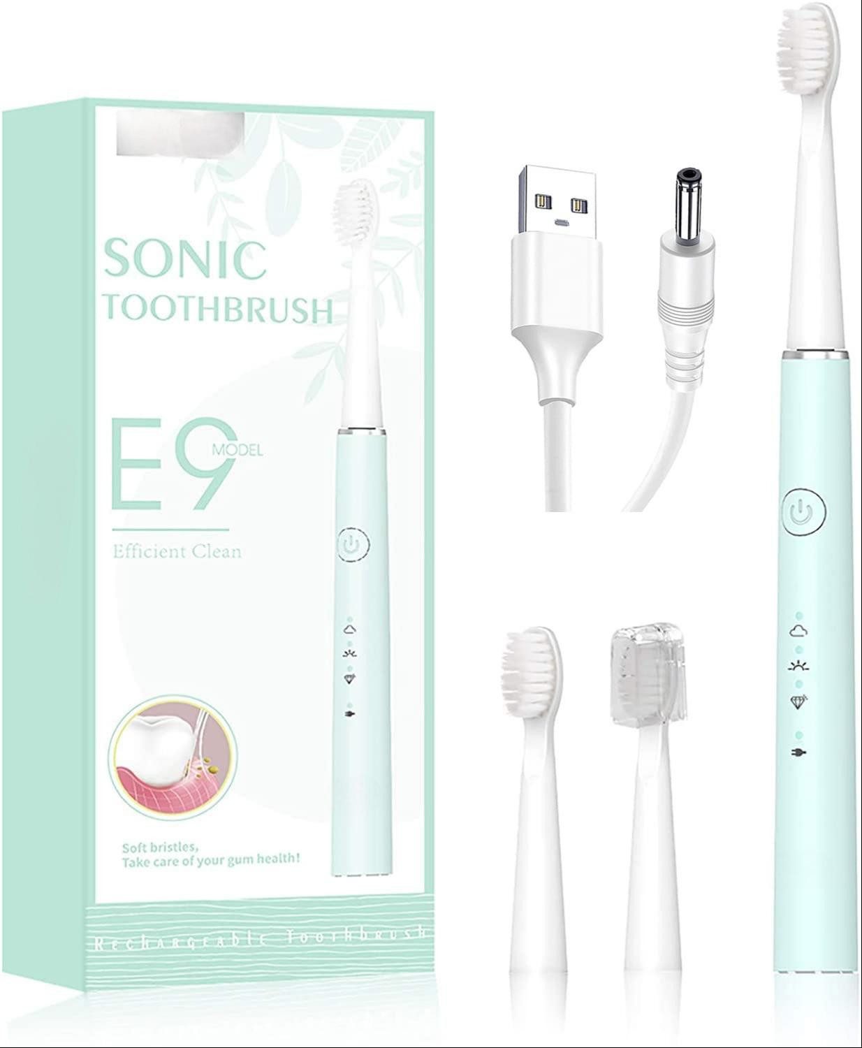 SWGOTA Elektrische Zahnbürste mit 5 Reinigungsmodi,40.000 Bewegungen/Min,15° geneigter Bürstenkopf, Schallzahnbürste mit 2 Ersatzbürsten,Timer für Erwachsene Teenager