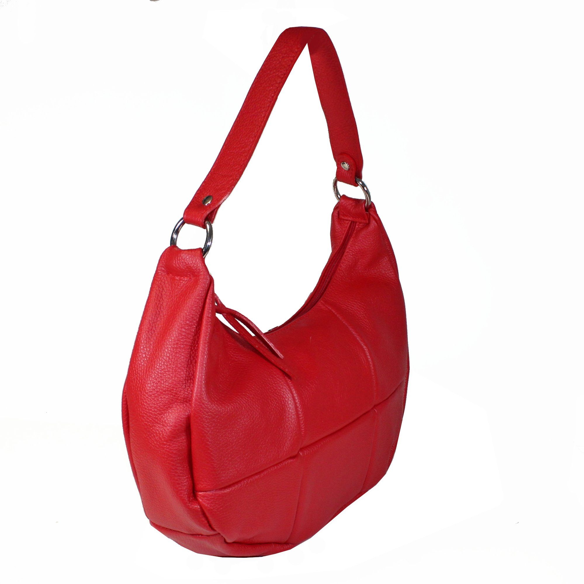 Made in fs-bags fs7219, Handtasche Rot Patchwork Optik, Italy