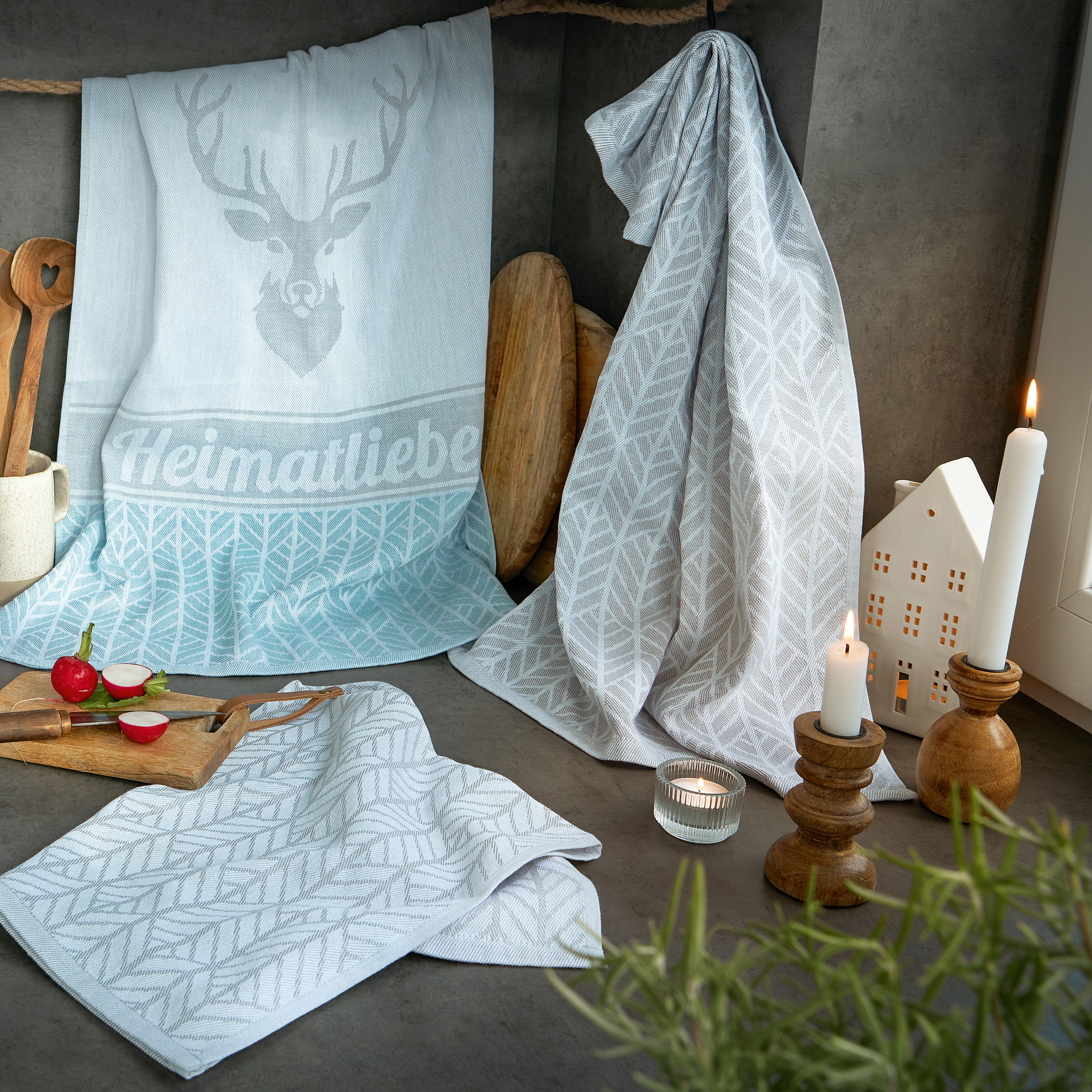 Dyckhoff Geschirrtuch Heimat, mit 3 verschiedenen Motiven, Heimatliebe, (Se günstig online kaufen