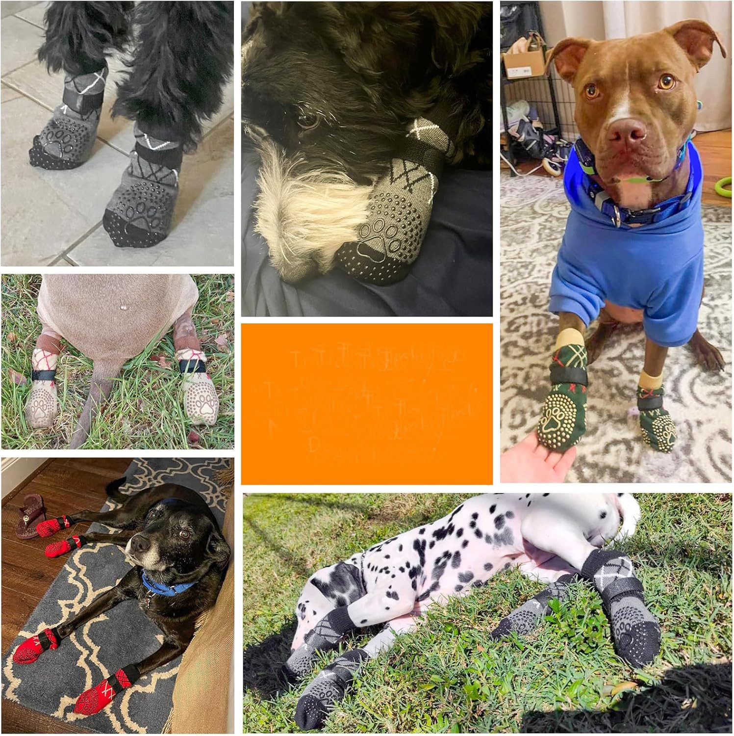 Coonoor Pfotenschutz 4 Stück Doppelseitige Anti Rutsch Hundesocken, (Leckschutz mit Klettverschluss Riemenfür Innenbereich), Pfotenschutz für Hunde, Schuhe für Kleine, Mittlere und Große Hunde