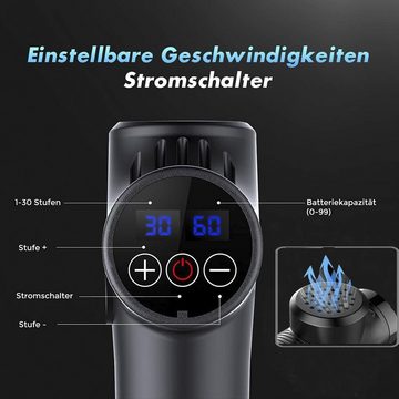 oyajia Massagepistole Massage Gun, Massiergerät mit Akku, Elektrisches Handmassagegerät, Set 10-tlg., LCD-Touchdisplay, für Nacken, Rücken, Schulter und mehr