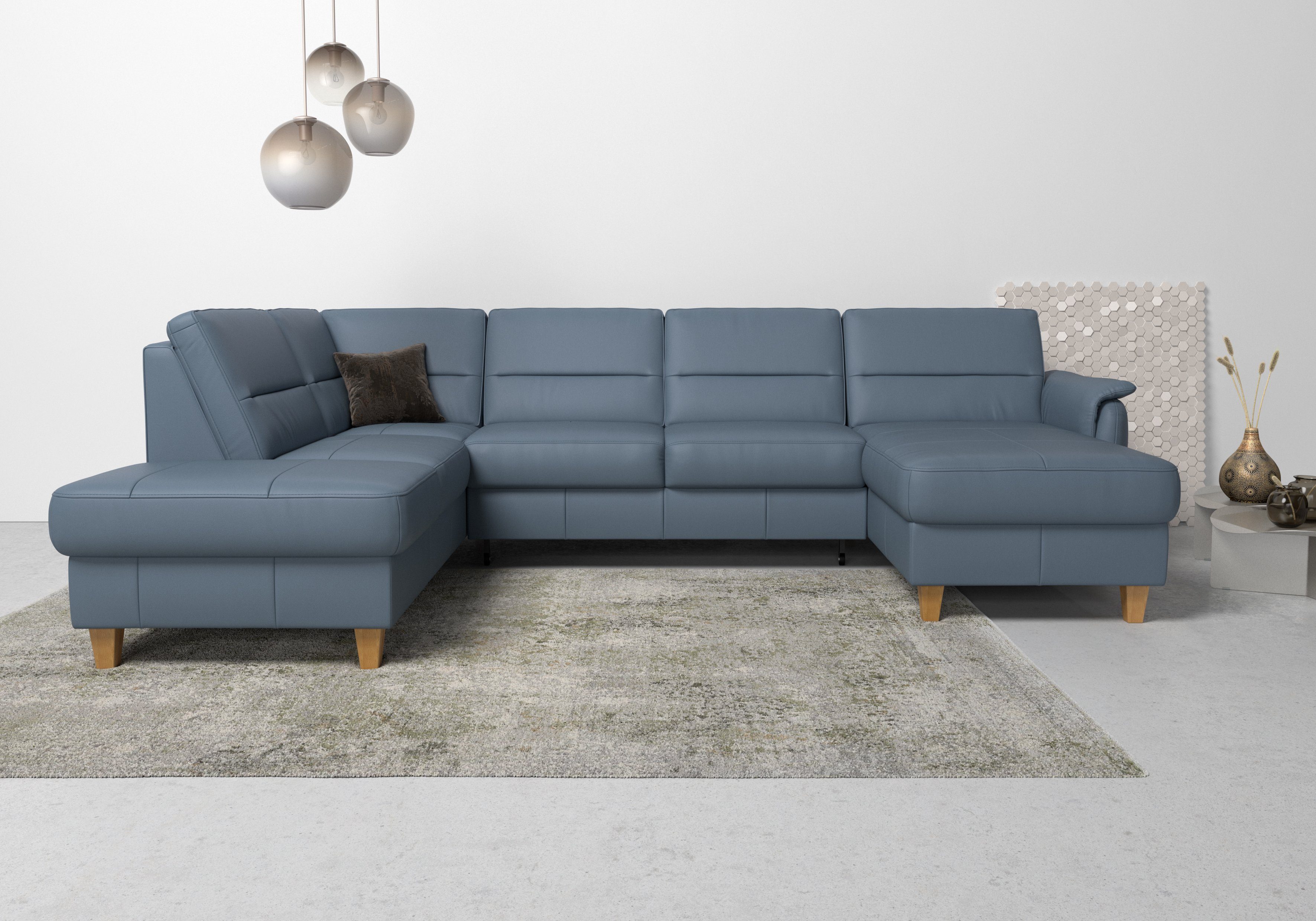 Home affaire Wohnlandschaft "Palmera U-Form", Federkern, wahlweise mit Bett günstig online kaufen