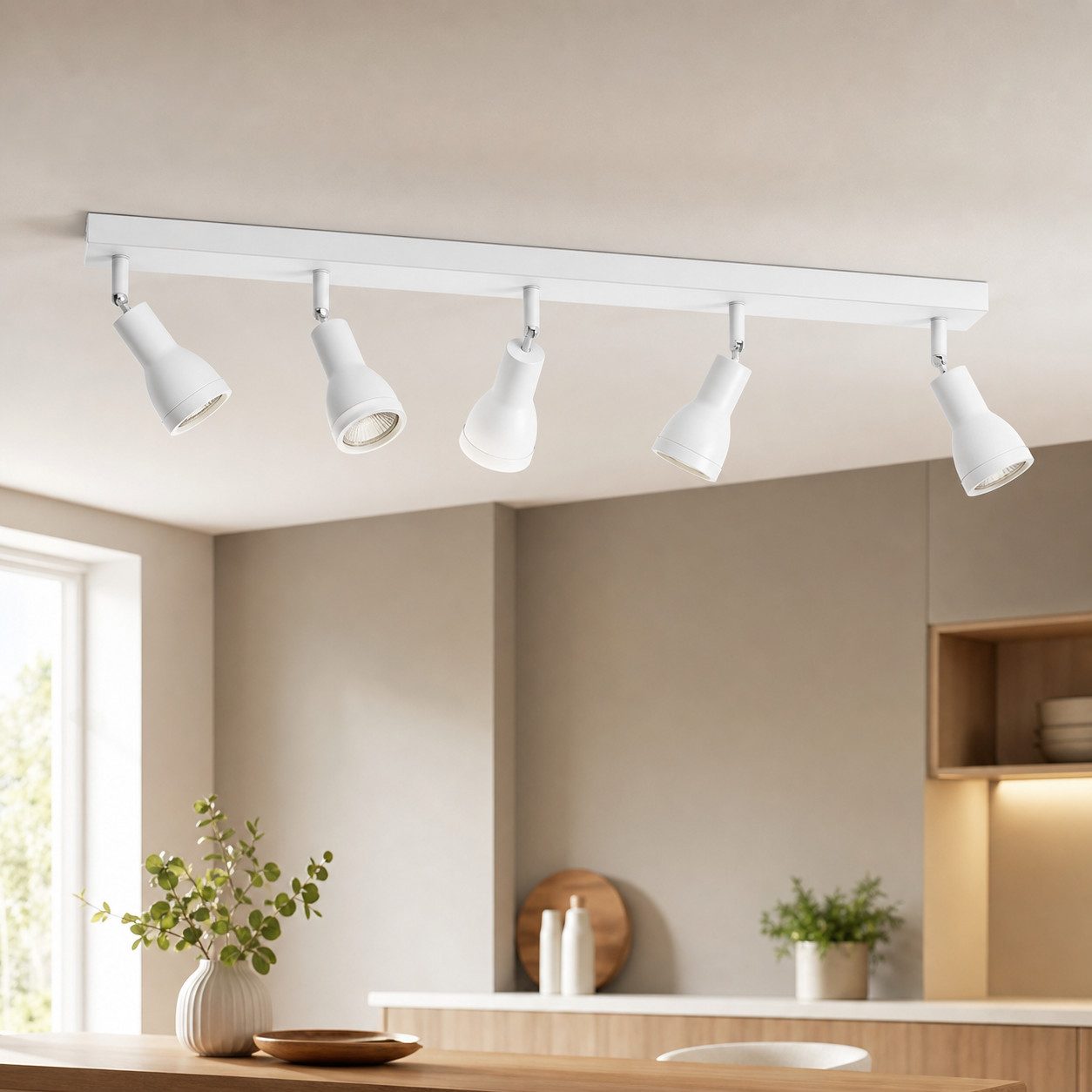ZMH Deckenstrahler 5-flammig, GU10 Deckenspots 355° drehbar, Hohe Flexibilität, ohne Leuchtmittel, moderne Deckenleuchte aus Metall