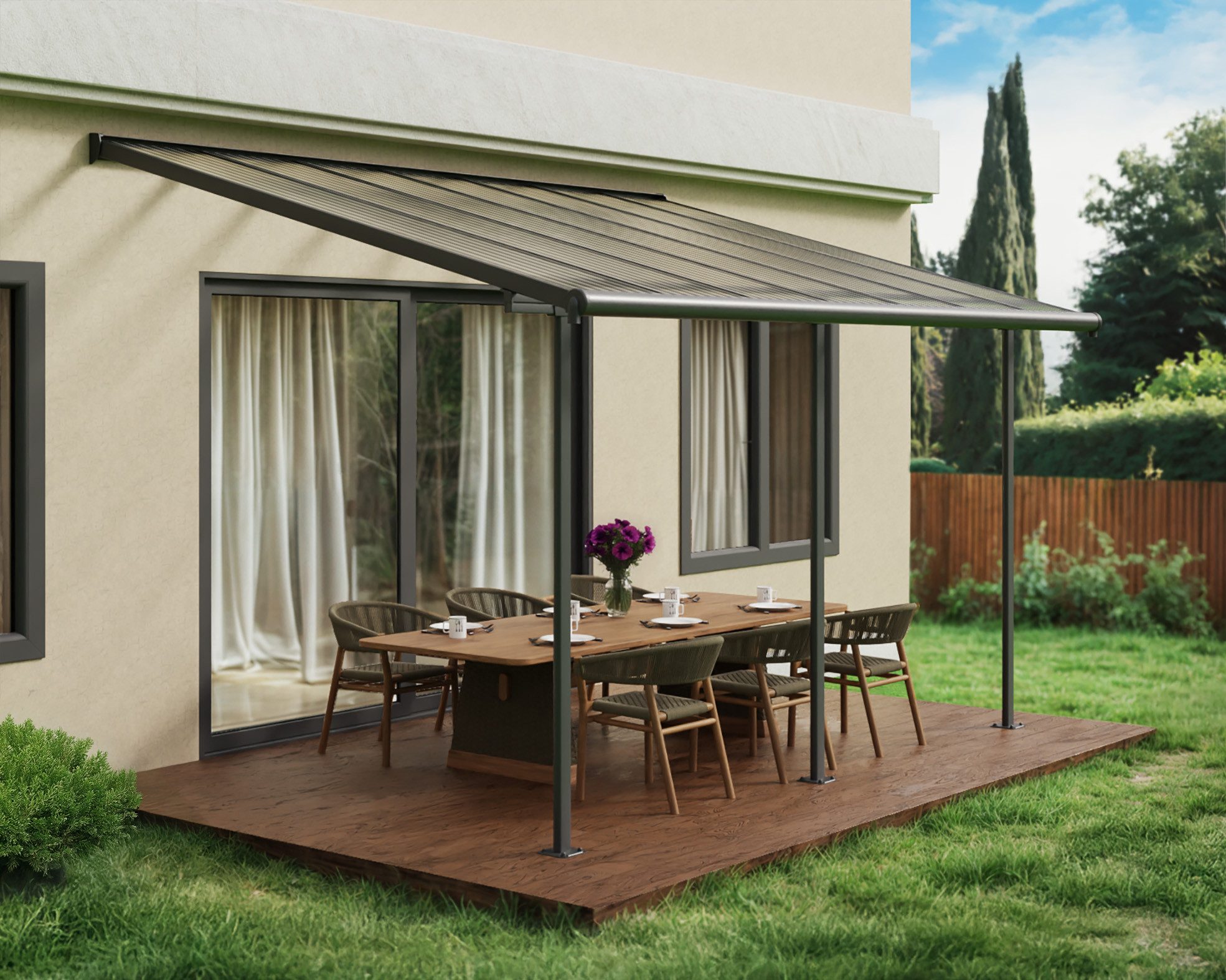 Palram - Canopia Terrassendach Sierra Alu Terrassenüberdachung, BxT: 434x295 cm, einfache DIY Montage