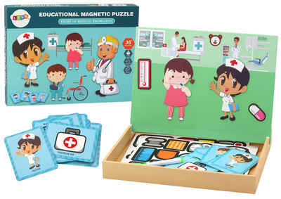 LEAN Toys Puzzle Puzzle Magnetisch Set Box Arzt Krankenhaus Magnetpuzzle Magnettafel, Puzzleteile