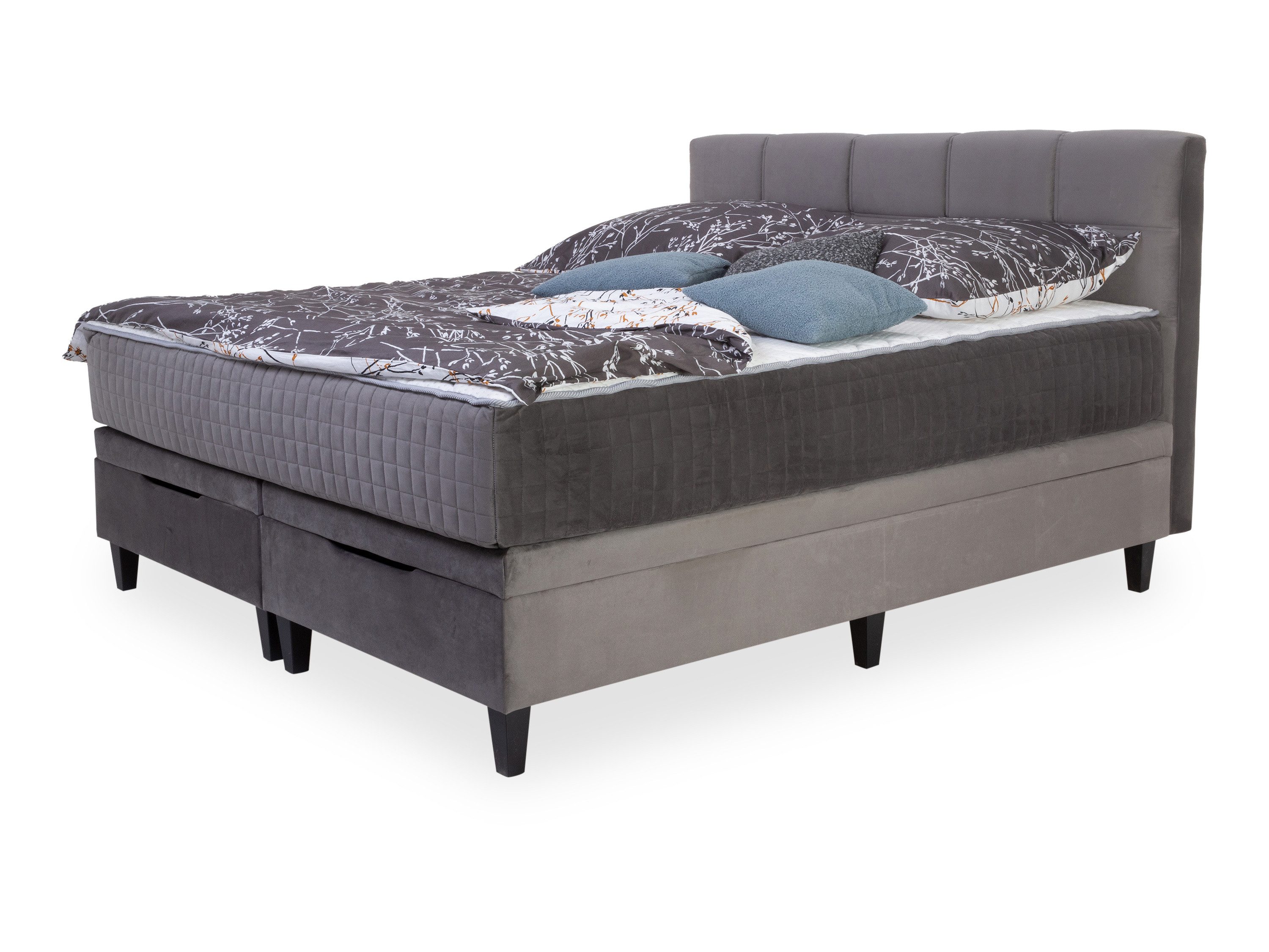 HARPER Boxspringbett Boxbett HARPER SENDAI LF 180x200 cm grau