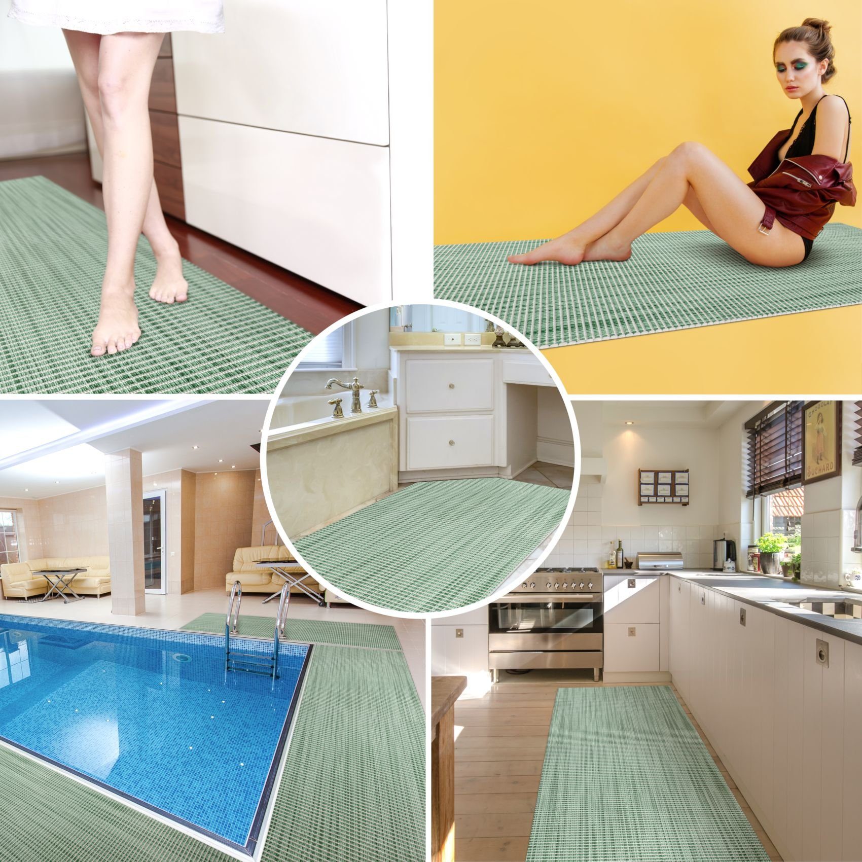 ANRO Schaum-Badematte Antirutschmatte Weichschaummatte Badezimmer Entspannung, Höhe 5 mm, strapazierfähig, Drainage Effekt, Rillen, wasserdurchlässig, rutschhemmend, pflegeleicht, Weich, Rutschfest, Rutschhemmend, Schnelltrockend, mit Drainagelöchern, Modern, Praktisch, PVC, Eckig, Geprägt