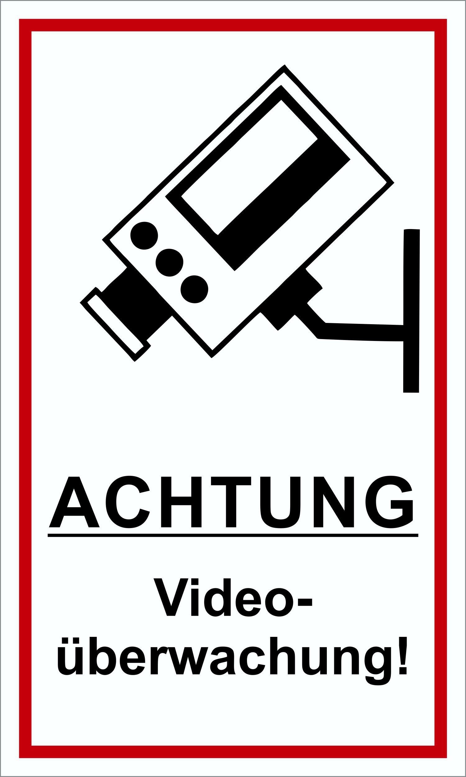 Hermann Schütz Hinweisschild Achtung Videoüberwachung! 150x250 mm Kunststoff, (1 St)