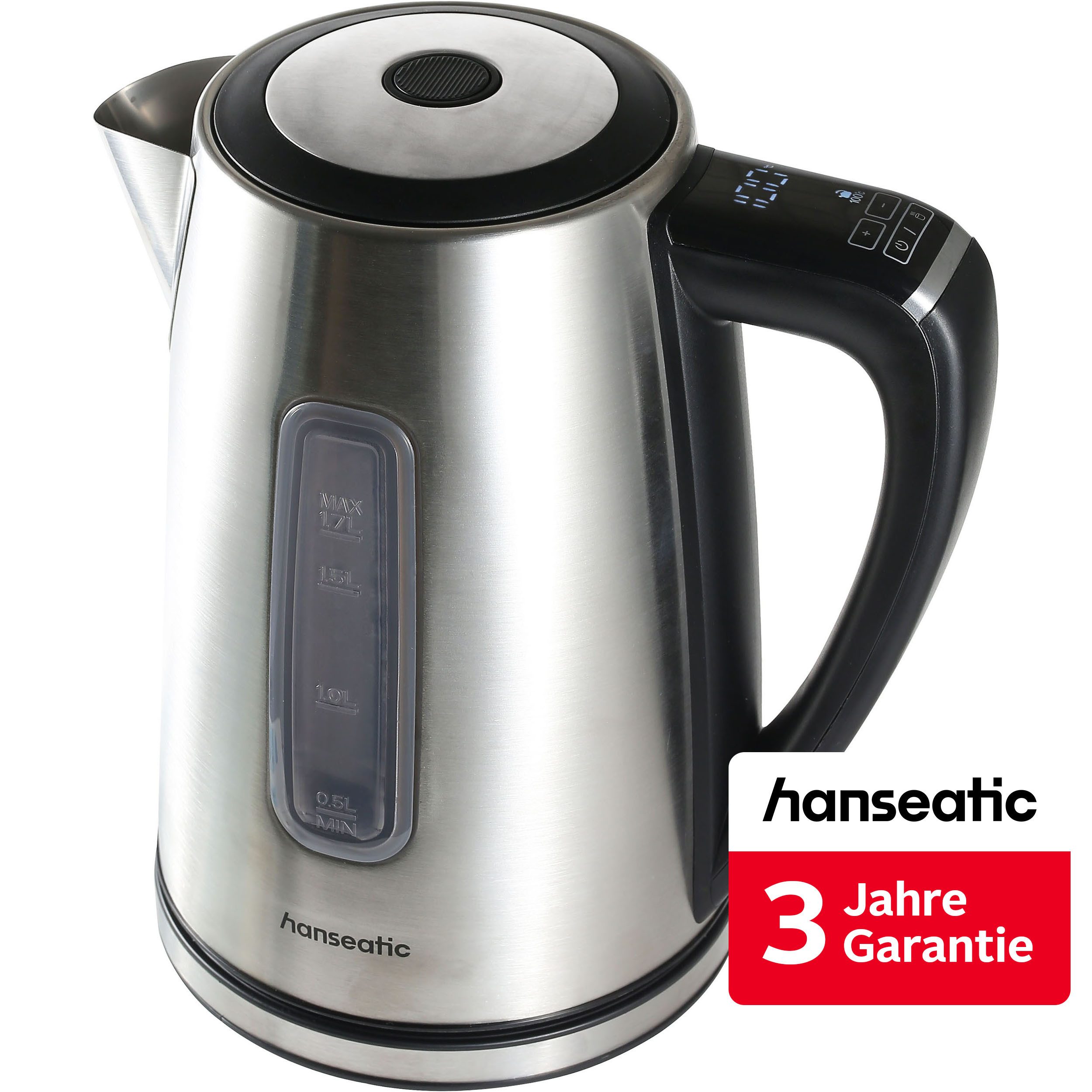 Hanseatic Wasserkocher HWK17DSD, 1,7 l, 2200 W, inkl. 3 Jahre Herstellergarantie