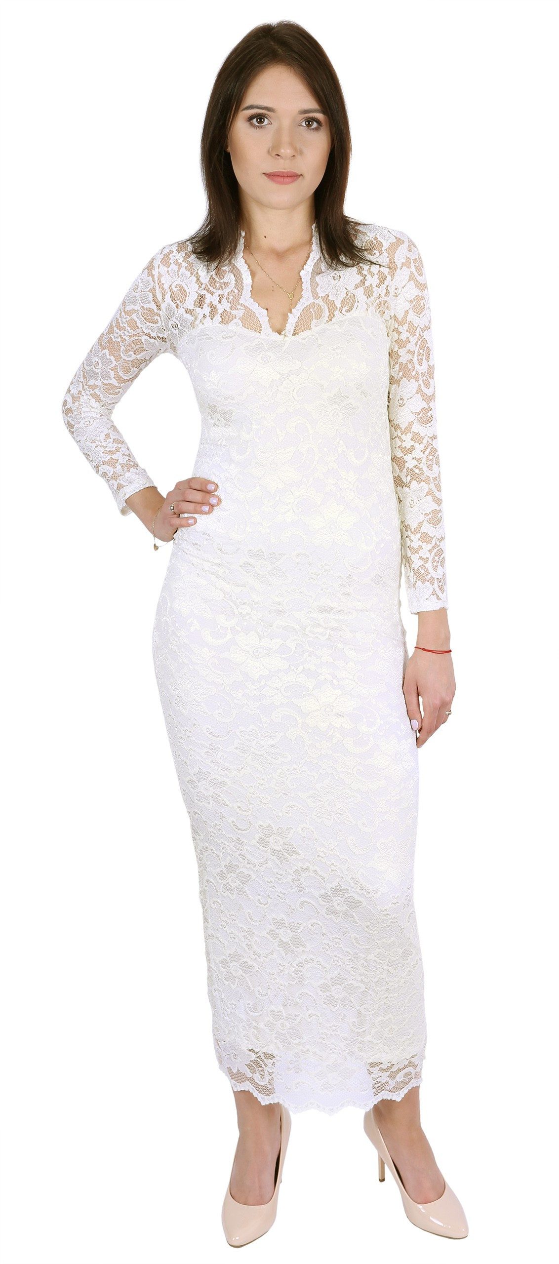 Sarcia.eu Spitzenkleid John Zack Cremefarbenes Maxikleid günstig online kaufen