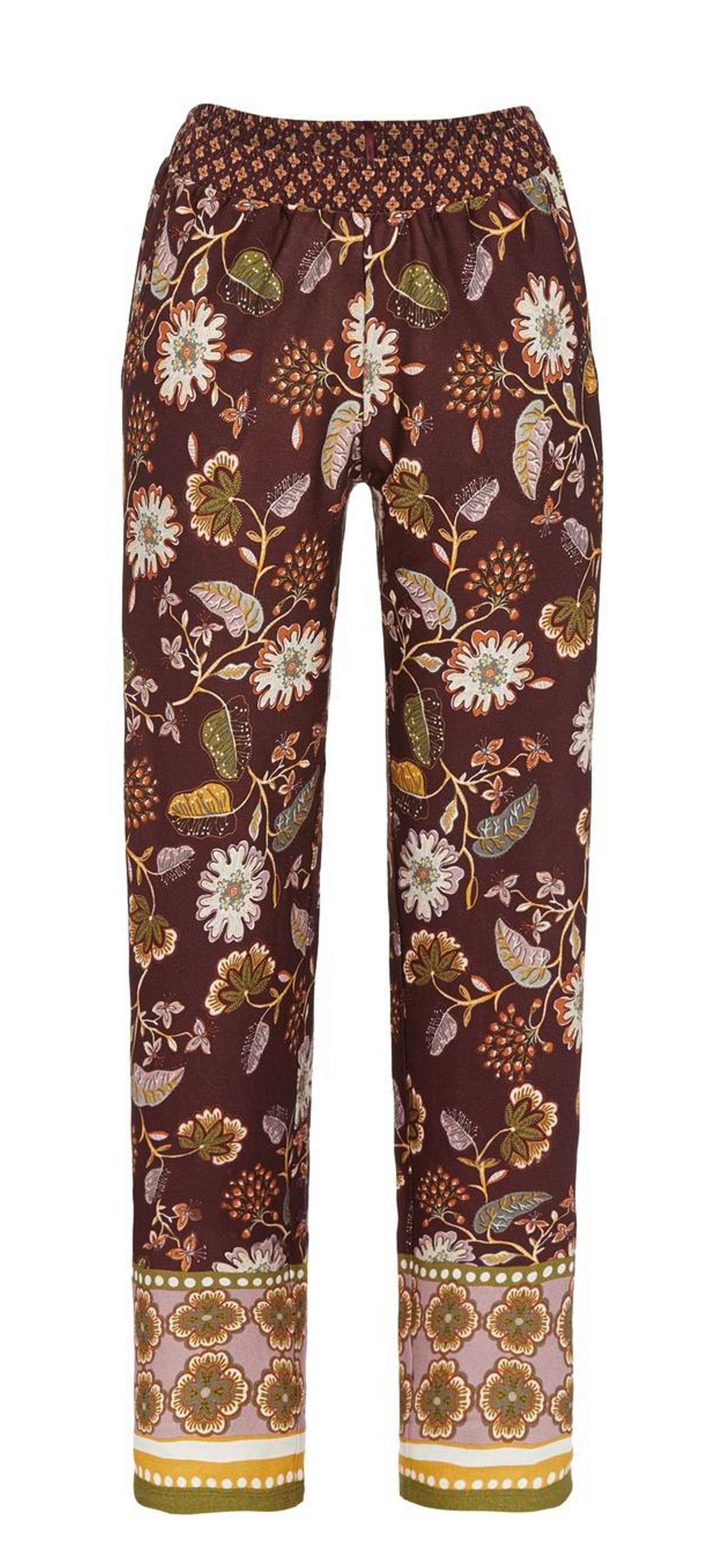 Schlafanzughose Damen brombeer Pyjamahose Ringella (1-tlg) Design Modisches Florales