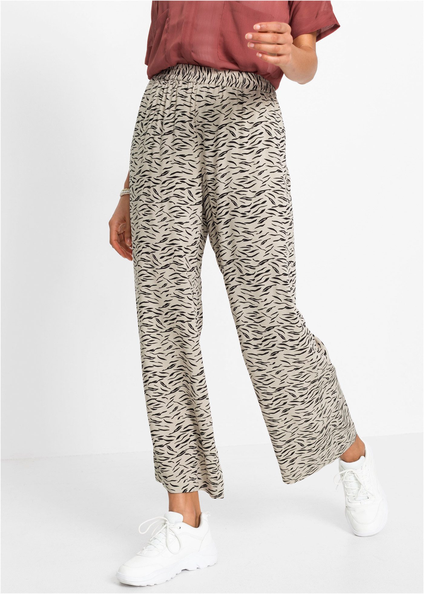 bonprix Palazzohose aus Viskose, lockere Passform, weiter Bein, casual Stil