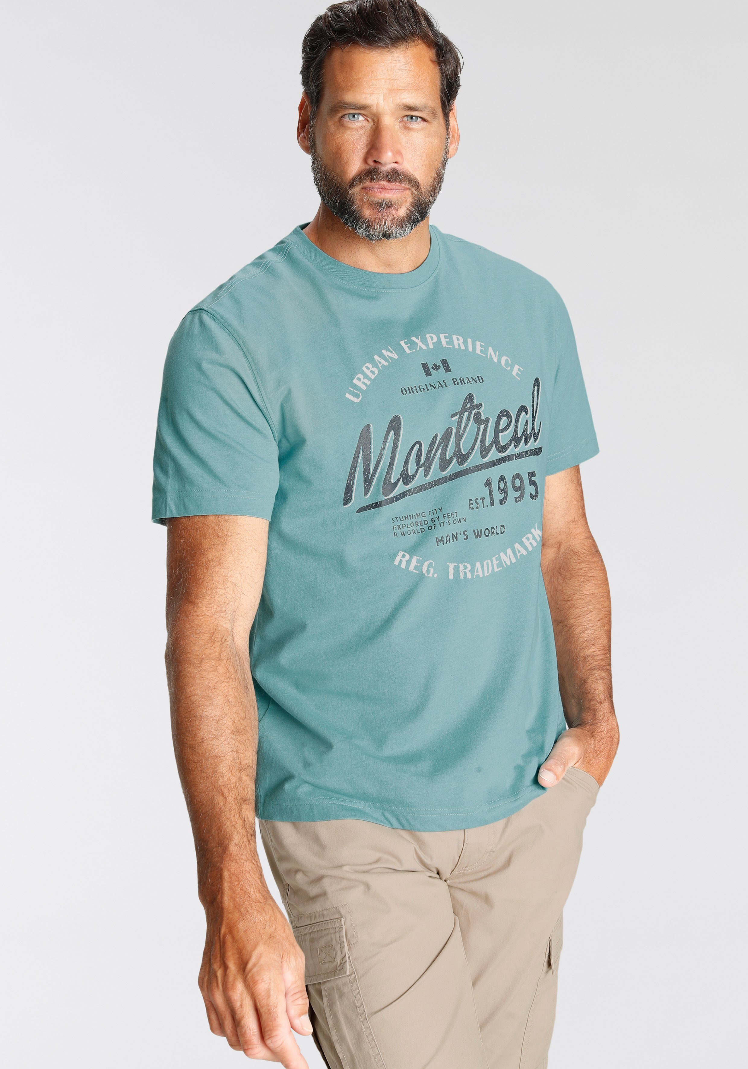 World Brustprint T-Shirt mit Man's