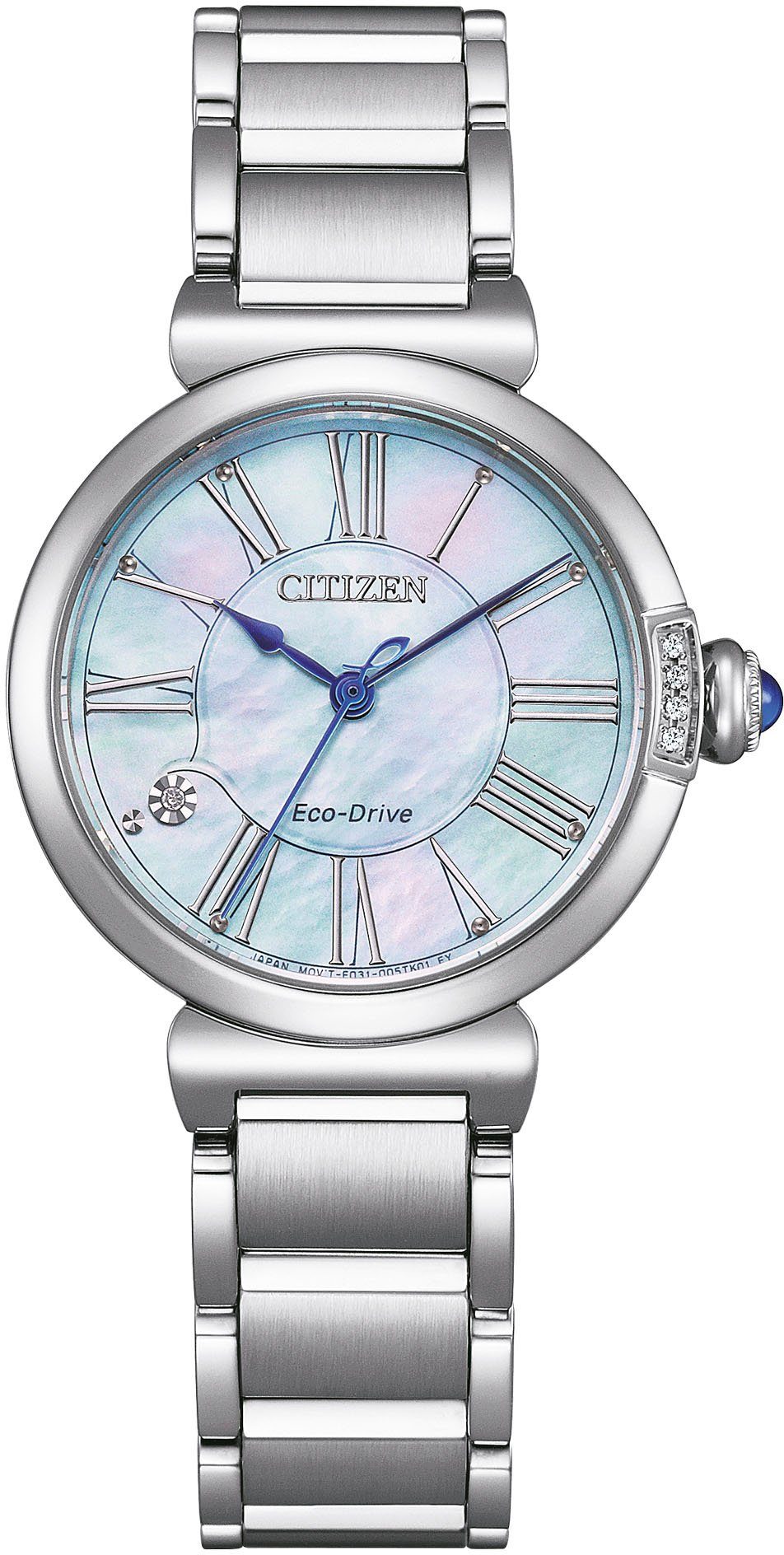 Citizen Solaruhr EM1060-87N, Armbanduhr, Damenuhr, Edelstahlarmband, Saphirglas