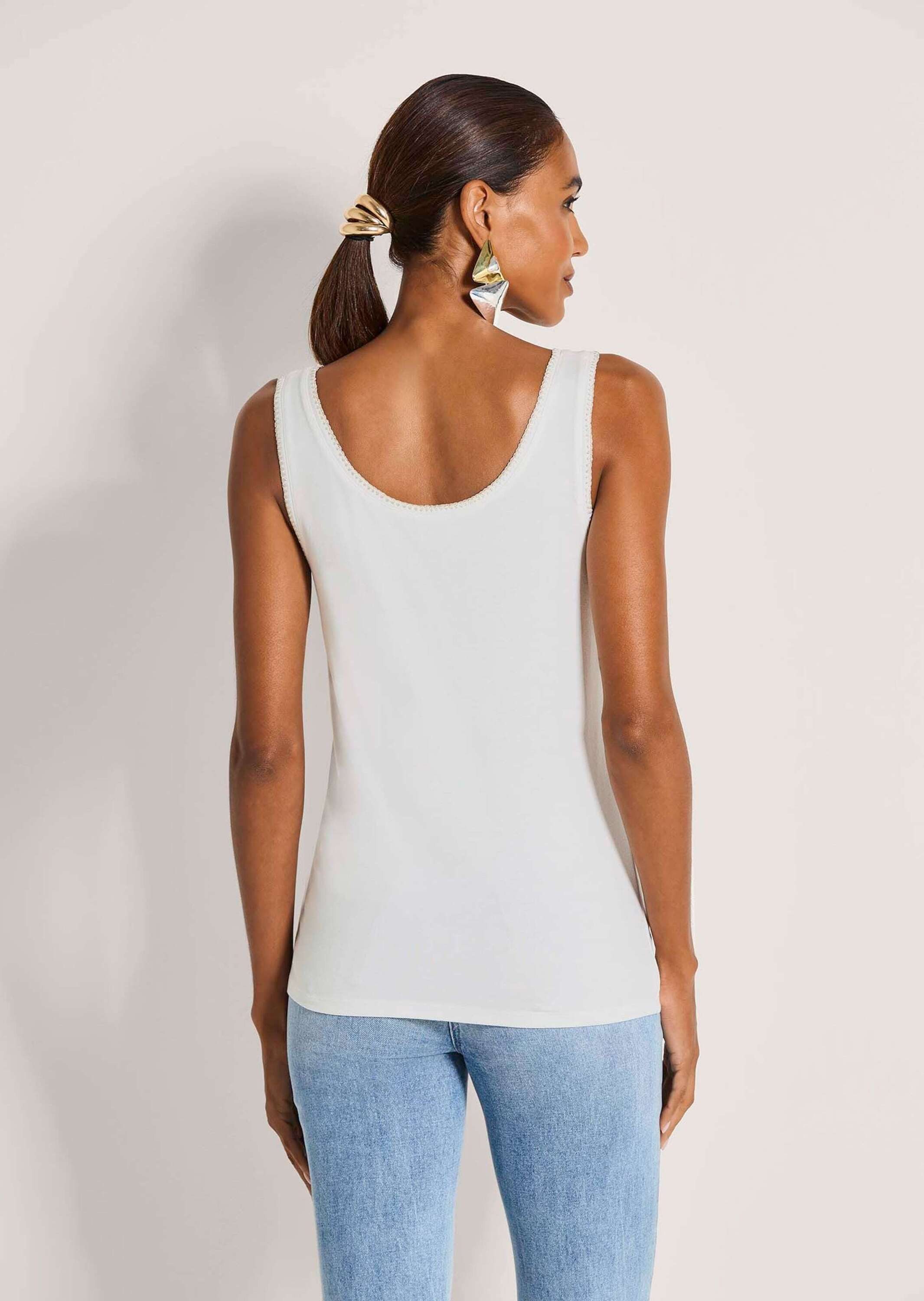 MADELEINE Shirttop Elegantes Jerseytop mit Glanzakzenten Viskosetop mit breiten Trägern und V-Ausschnitt