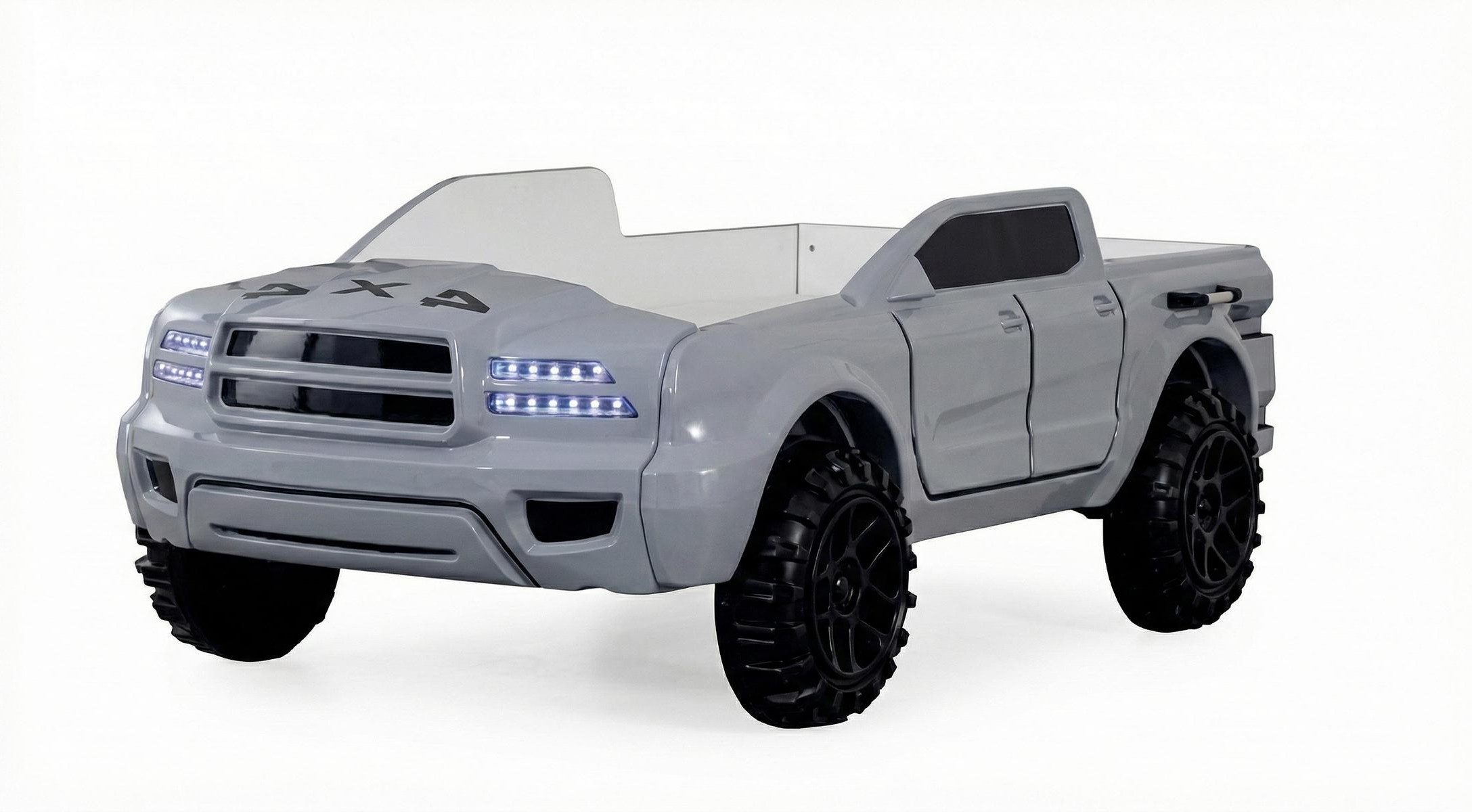 Xlmoebel Autobett Graues 4x4 Autobett mit LED für ein modernes Kinderzimmer (Autobett, Autobett mit LED), Made in Europa