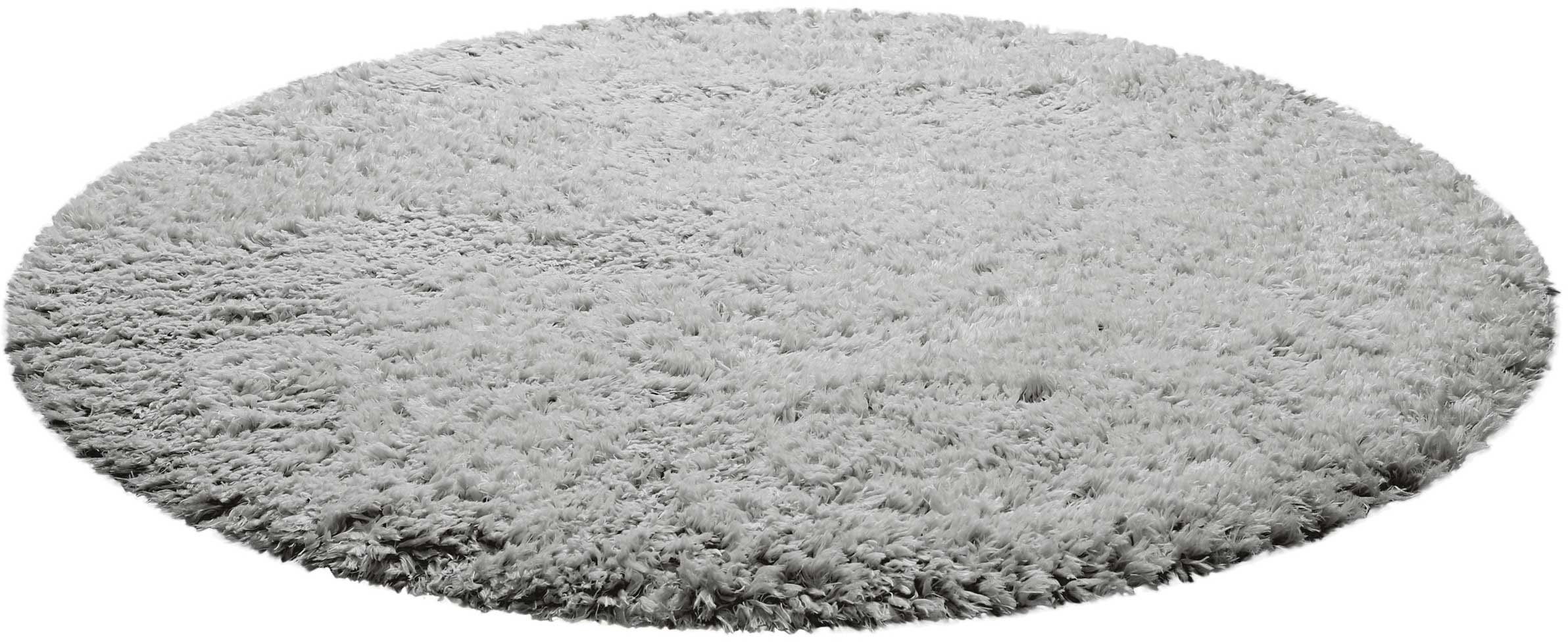 Hochflor-Teppich Matteo HL-0961, Homie Living, rund, Höhe: 50 mm, nachhaltig aus 100% recyceltem PET, Langflor, Shaggy, Wohnzimmer grau/grau