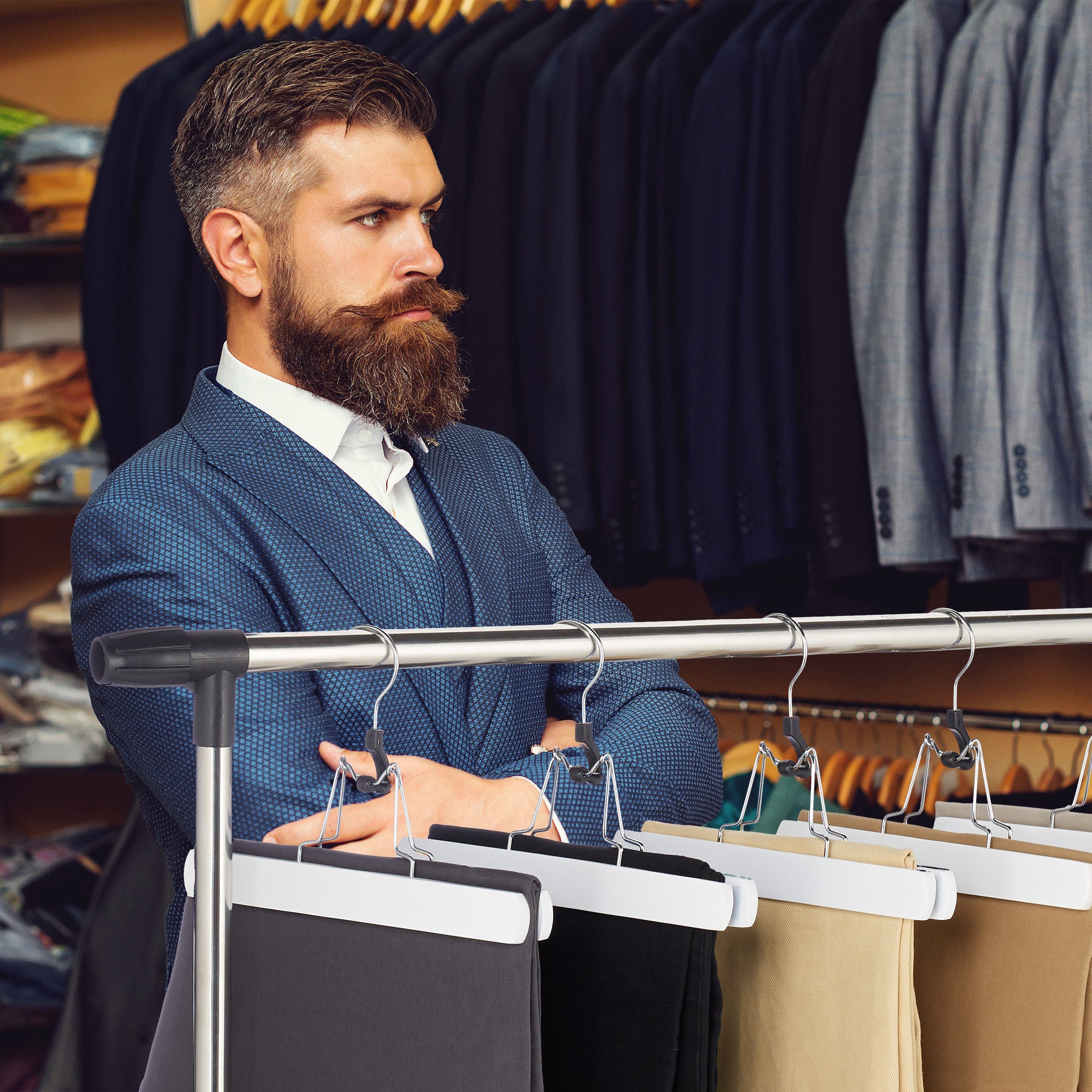 relaxdays Rockbügel Hosenspanner 12 Stück in Weiß günstig online kaufen