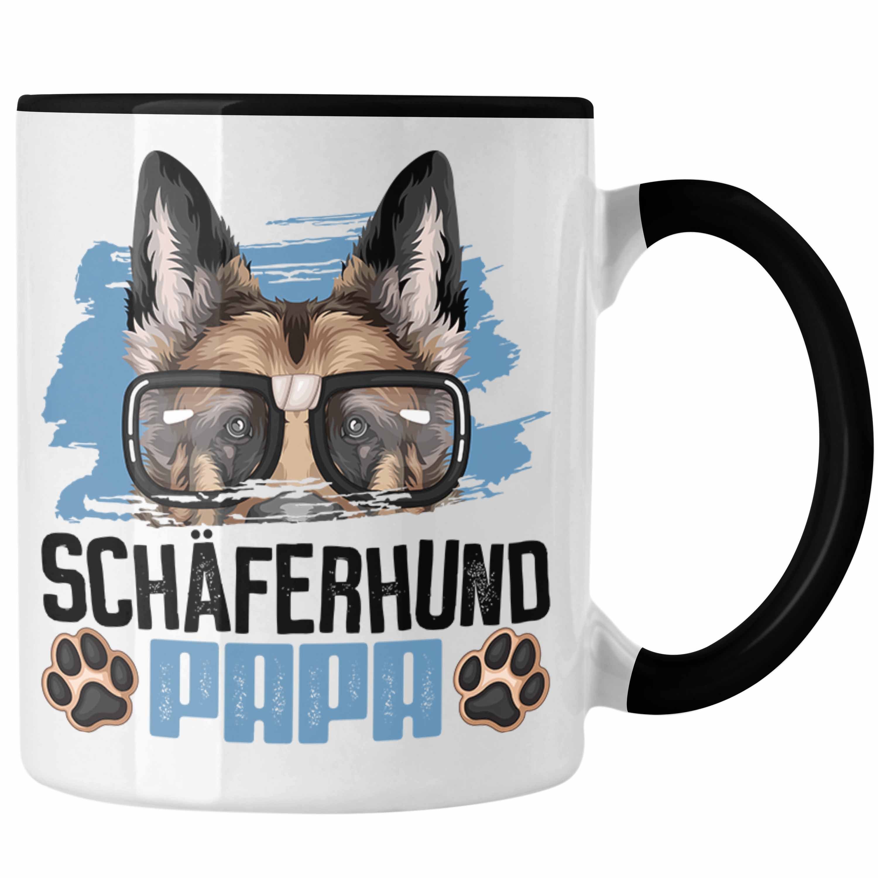 Trendation Tasse Schäferhund Papa Besitzer Tasse Geschenk Lustiger Spruch Geschenkidee Schwarz