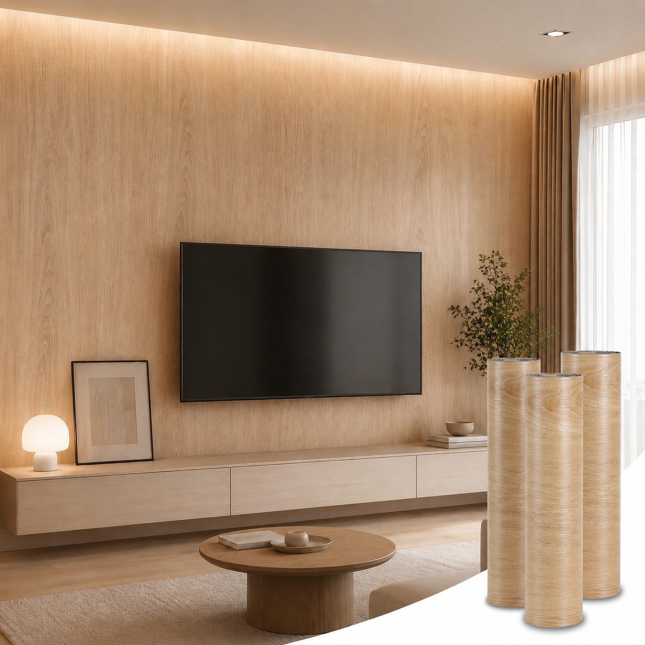 BlingBin Möbelfolie Selbstklebende Möbelfolie in Holzoptik 40×300 cm, (3er Set, 3St.}, 3 x Klebefolie Rolle), Wasserdicht Dekorfolie, zuschneidbare Möbelfolie für DIY-Renovierung