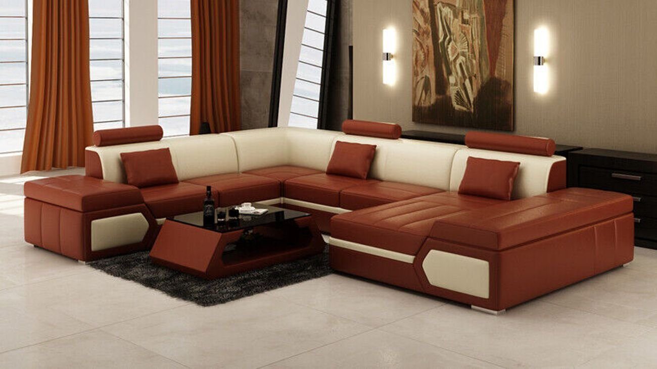 JVmoebel Ecksofa Ledersofa Sofa Couch Wohnlandschaft Ecksofa Garnitur Modern Sofa