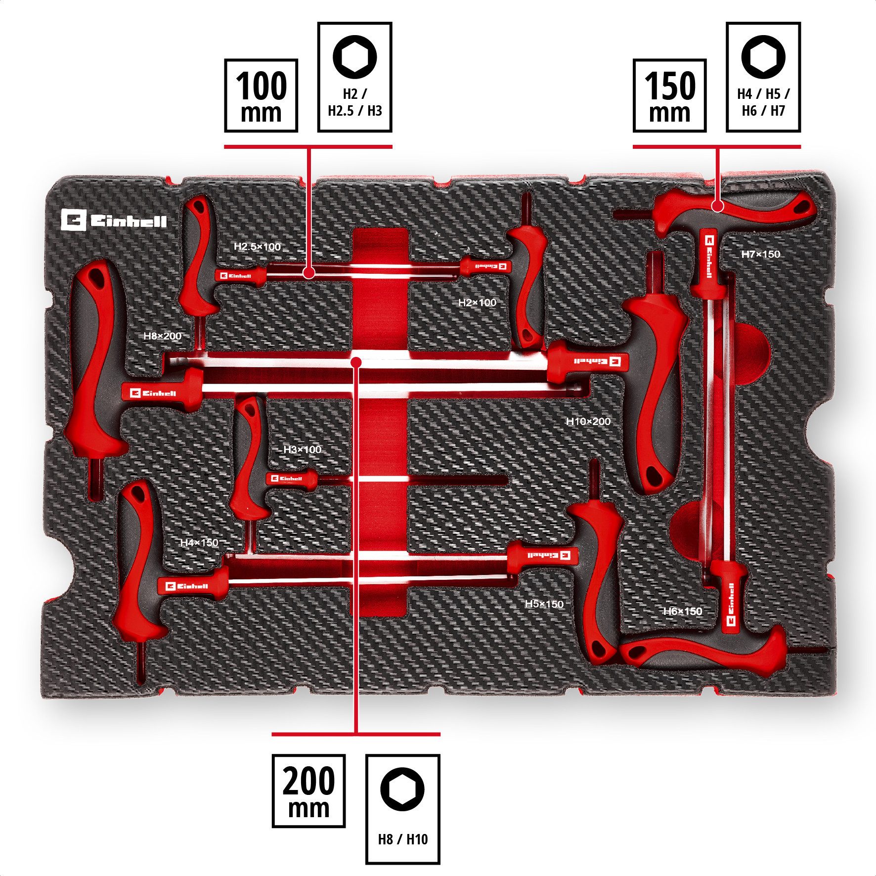Einhell Werkzeugkoffer E-Case Pad (Set), 9-tlg. T-Griff-Schraubendreher, für E-Case S-F