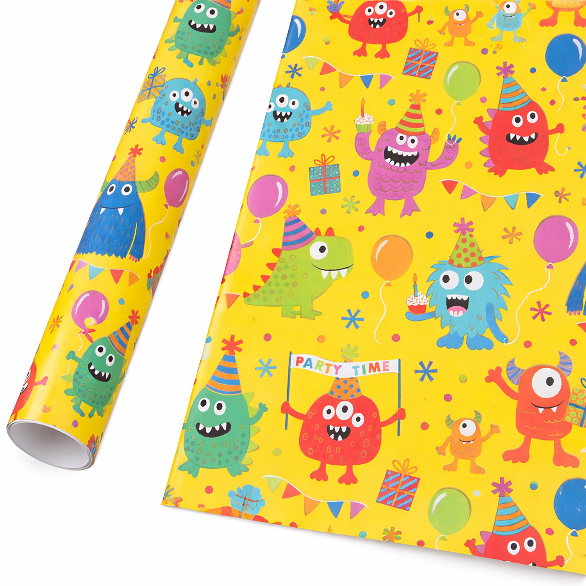 Star Geschenkpapier, Geschenkpapier Monstern Motiv 70cm x 2m Rolle Bunt