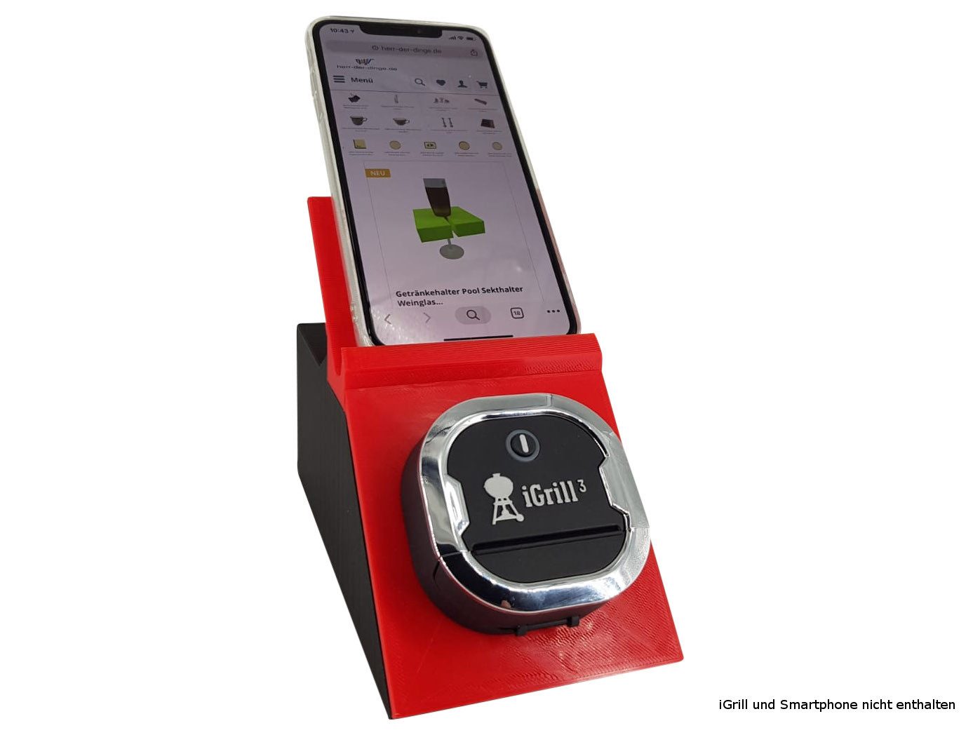 eXODA Grillthermometer Halterung für Weber iGrill 3 Bluetooth Thermometer mit Handy Ständer, nur Gehäuse, Passgenau für den iGrill 3
